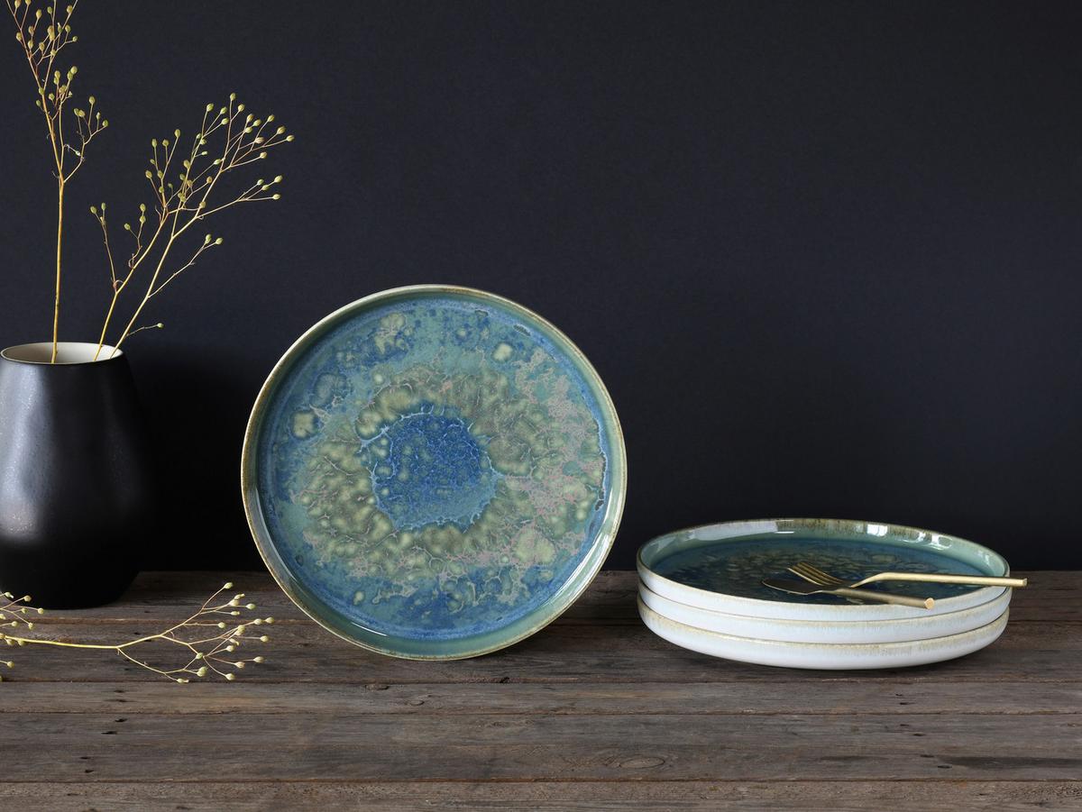 Set Krožnikov Yuki Uno, 4-Delni - modra/zelena, Basics, keramika (28cm) - Creatable