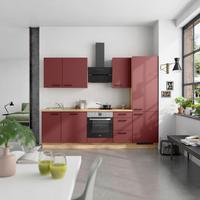 Küchenblock Easytouch High m. Geräten Dunkelrot - Eichefarben/Schwarz, MODERN, Holzwerkstoff/Metall (270cm) - Nobilia