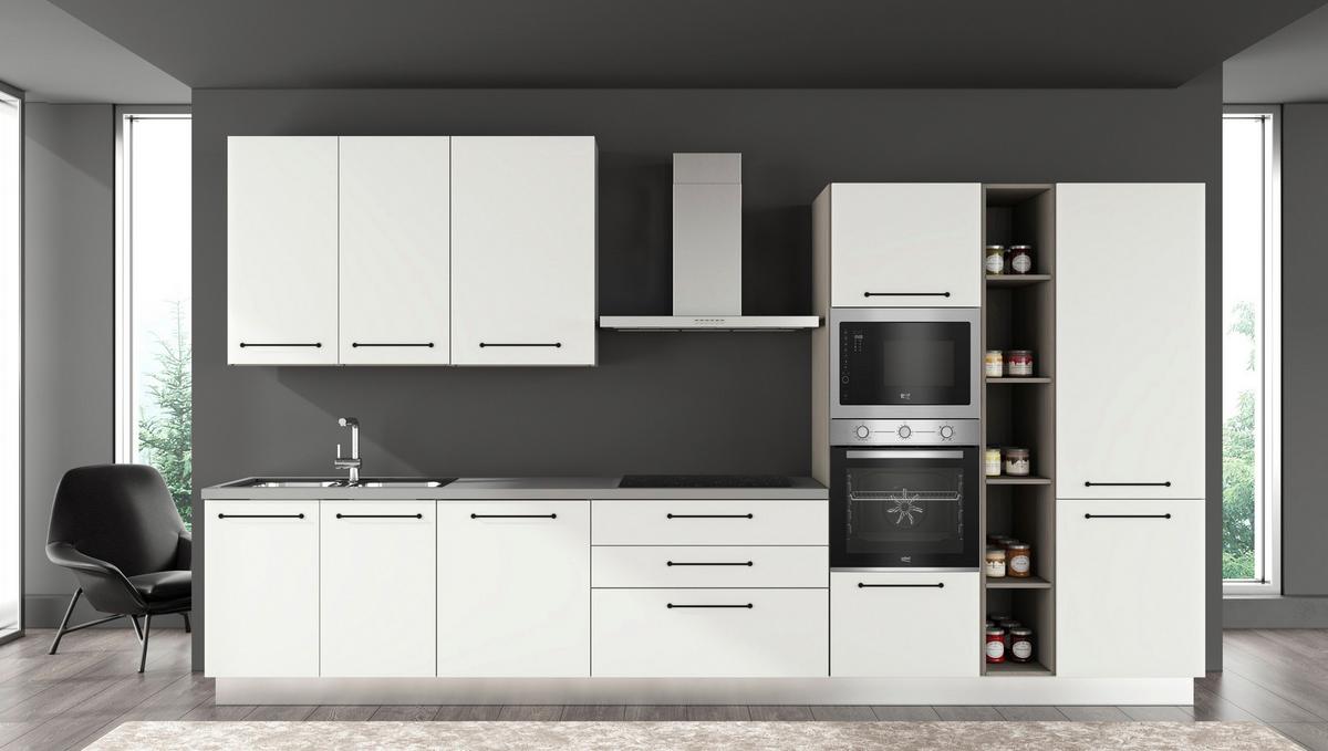 Blok Kuhinja S Aparatima Line 390 - bijela/siva, Konvencionalno, drvo/metal (390/216-240/60cm) - Mömax