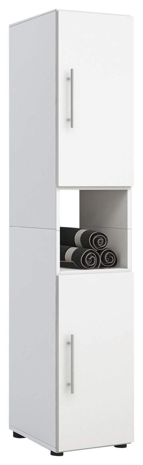 Hochschrank Flandu ca. 31x160 cm Weiß - Silberfarben/Schwarz, KONVENTIONELL, Holzwerkstoff/Kunststoff (31/160/30cm) - MID.YOU