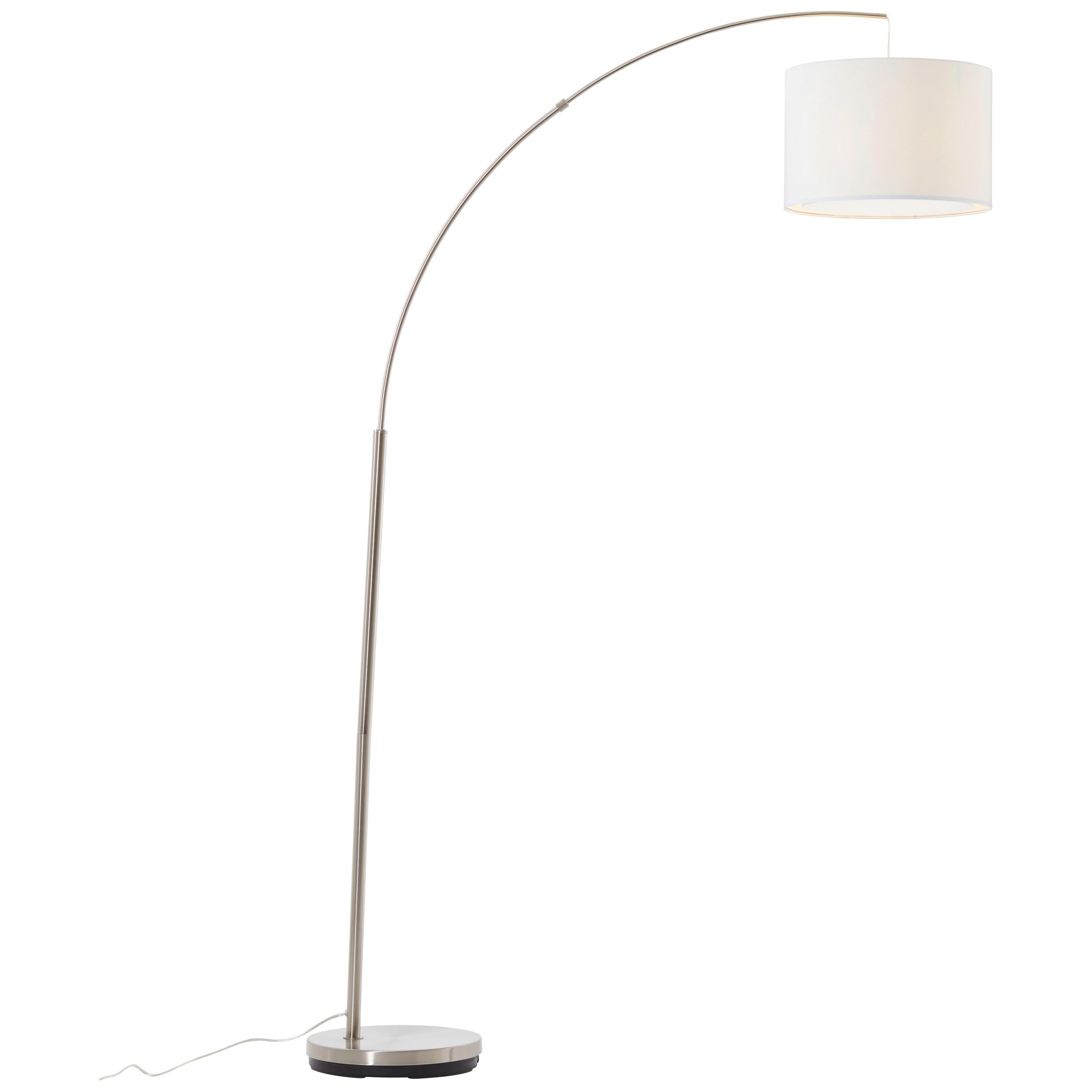 Bogenleuchte Clarie max. 60 Watt - Silberfarben/Weiß, Design, Textil/Metall (36/180cm)