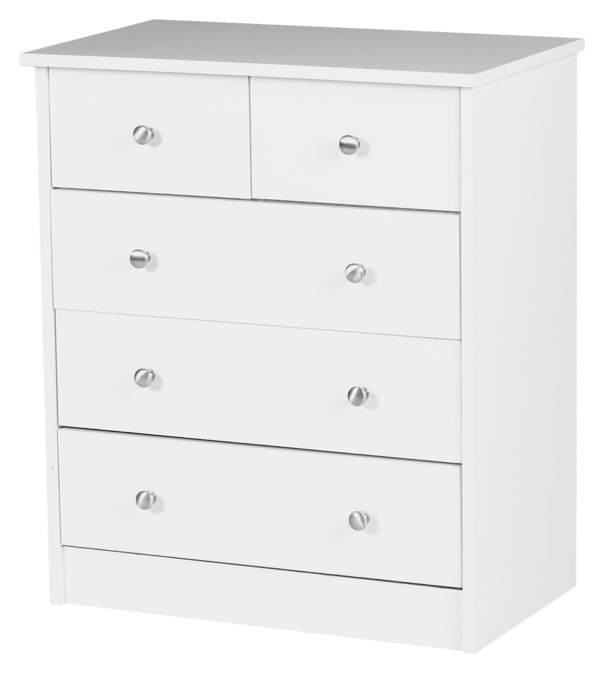 Kommode Pure ca. 60x70x35 cm Weiß - Alufarben/Weiß, KONVENTIONELL, Holzwerkstoff/Metall (60/70/35cm) - MID.YOU