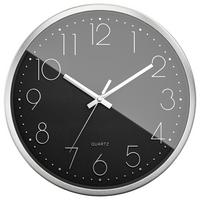ZEGAR ŚCIENNY 12910 - kolor srebrny/czarny, Basics, metal (30cm)