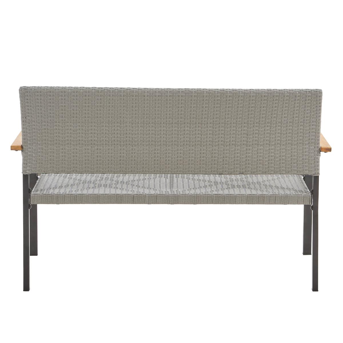 ŁAWKA OGRODOWA TENNO - kolor akacjowy/czarny, Modern, tworzywo sztuczne/metal (138/89/60cm) - Ambia Garden