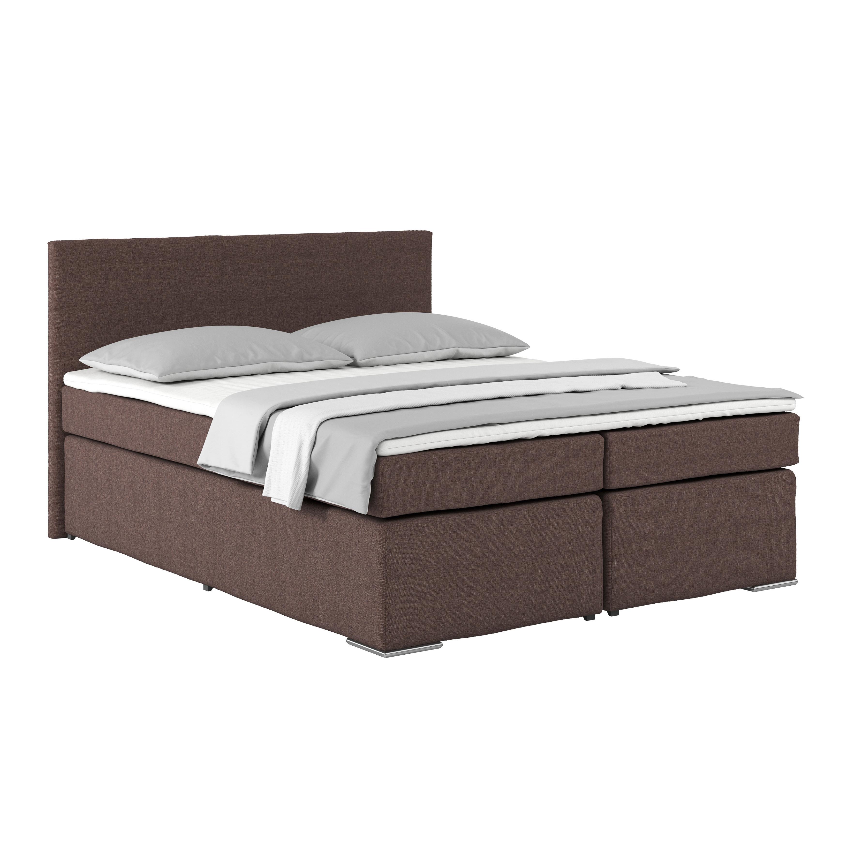 Boxspring Krevet Nero - boje kroma/smeđa, Konvencionalno, tekstil/metal (160/200cm) - Best Price