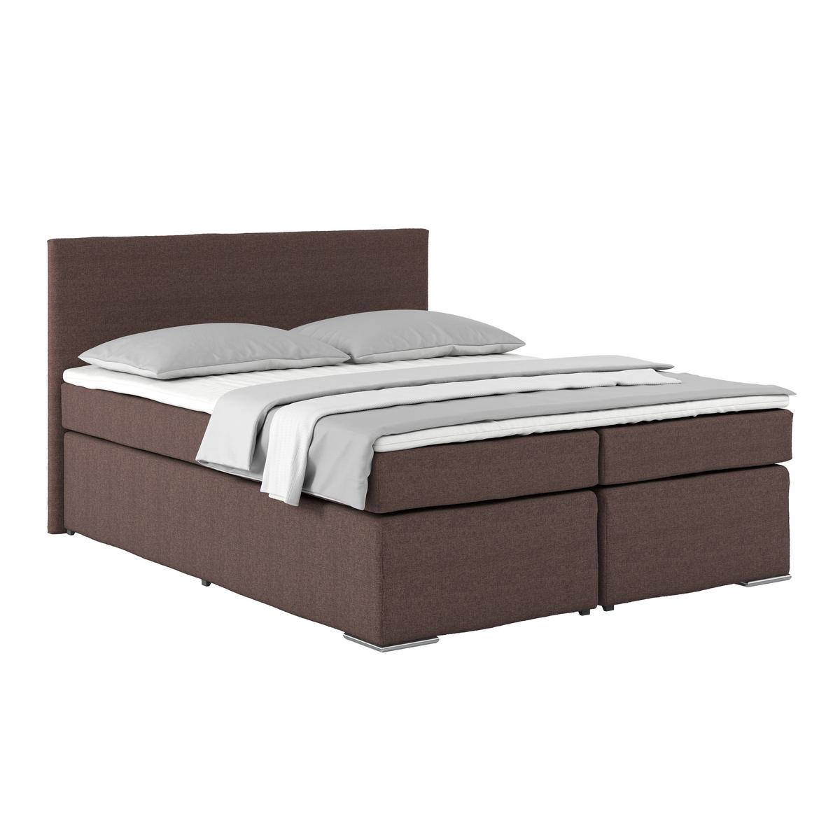 Boxspring Krevet Nero - boje kroma/smeđa, Konvencionalno, tekstil/metal (160/200cm) - Best Price
