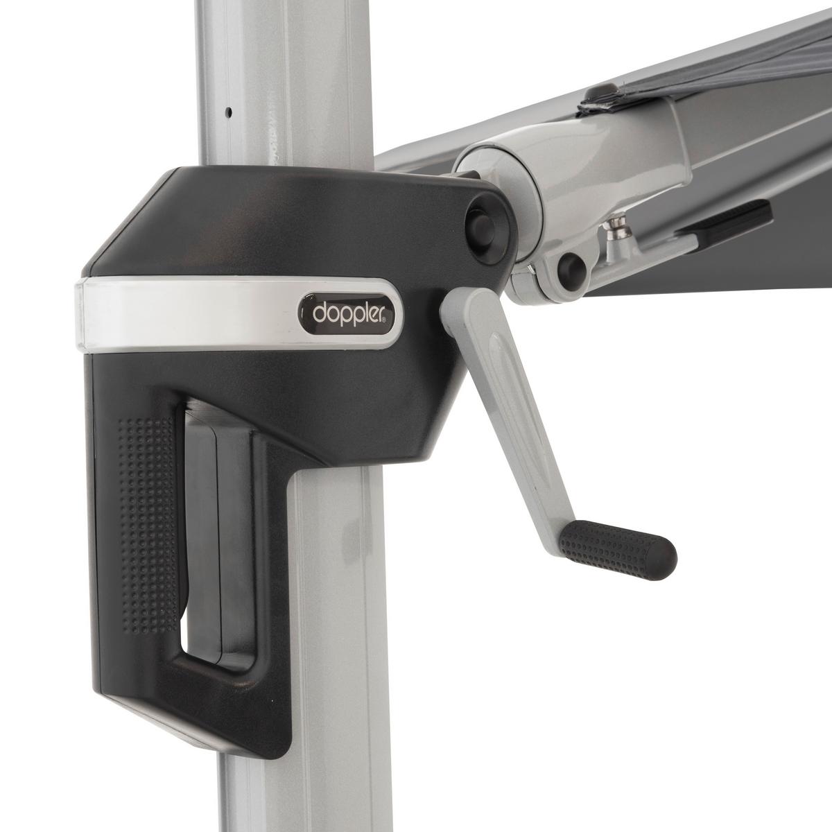 Ampelschirm Active Hellgrau ca. 370cm - Silberfarben/Hellgrau, Basics, Textil/Metall (370cm) - Doppler