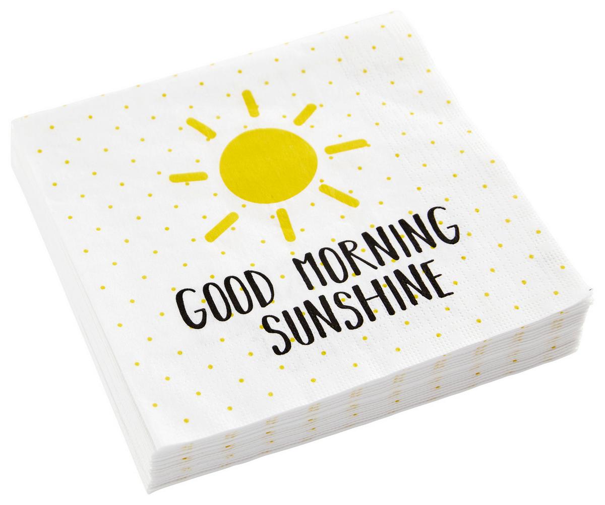 Serviette Kai in Weiss - Weiss/Gelb, Papier (33cm)