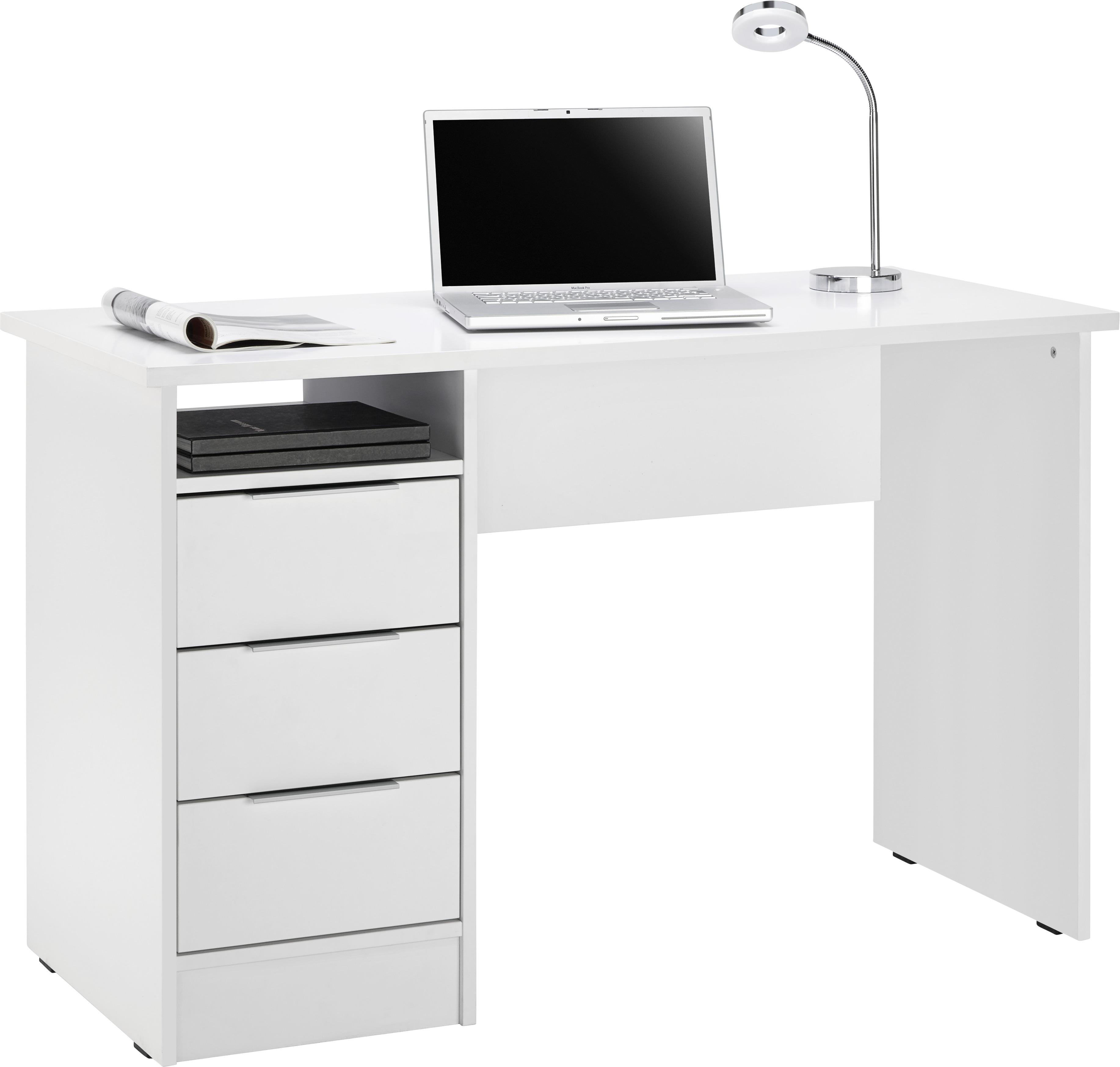 Schreibtisch in Weiß matt - Chromfarben, Holzwerkstoff/Metall (120/76/55cm) - Based