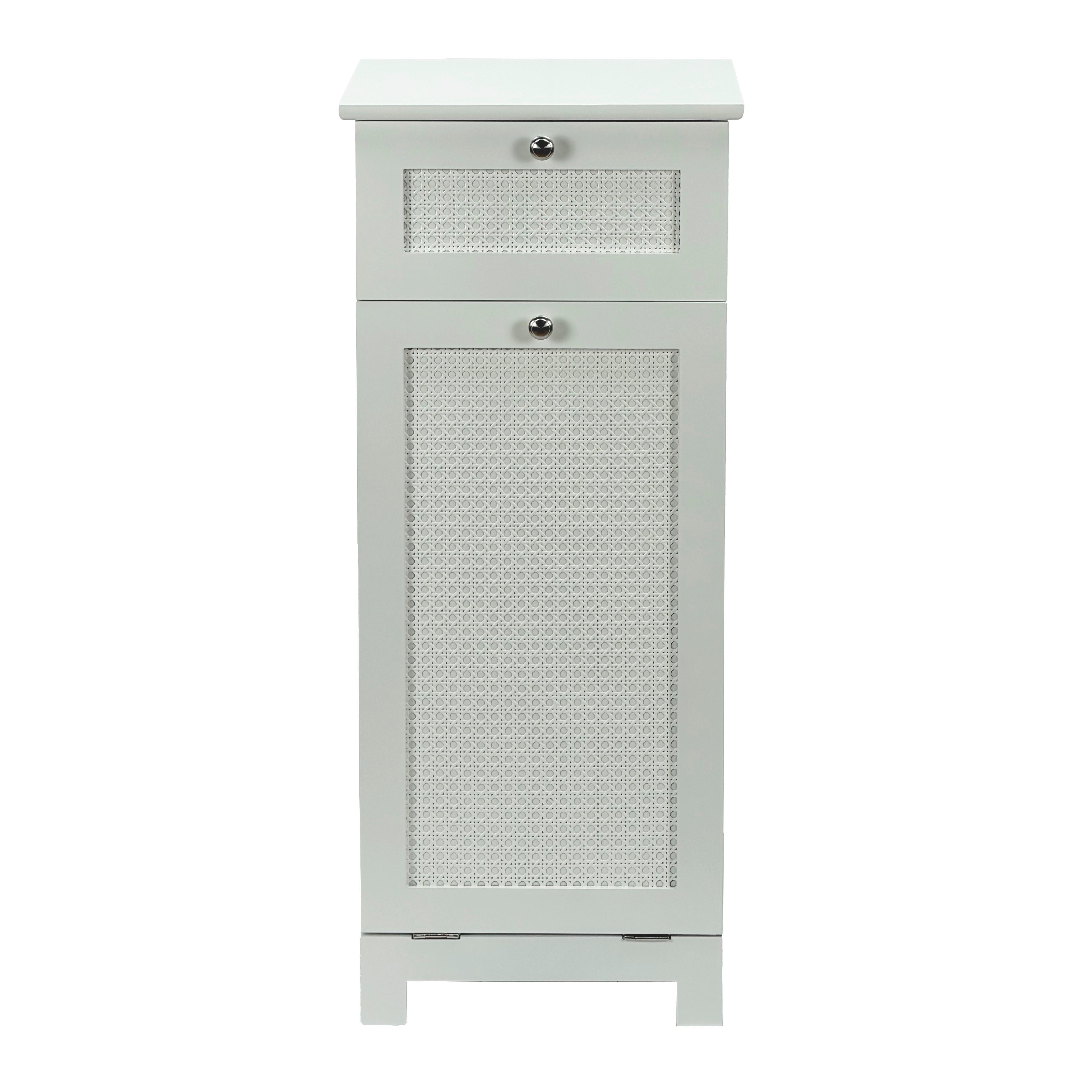 Wäscheschrank Wl7.763 - Weiss/Silberfarben, Design, Holzwerkstoff/Metall (40/90/38cm) - Livetastic