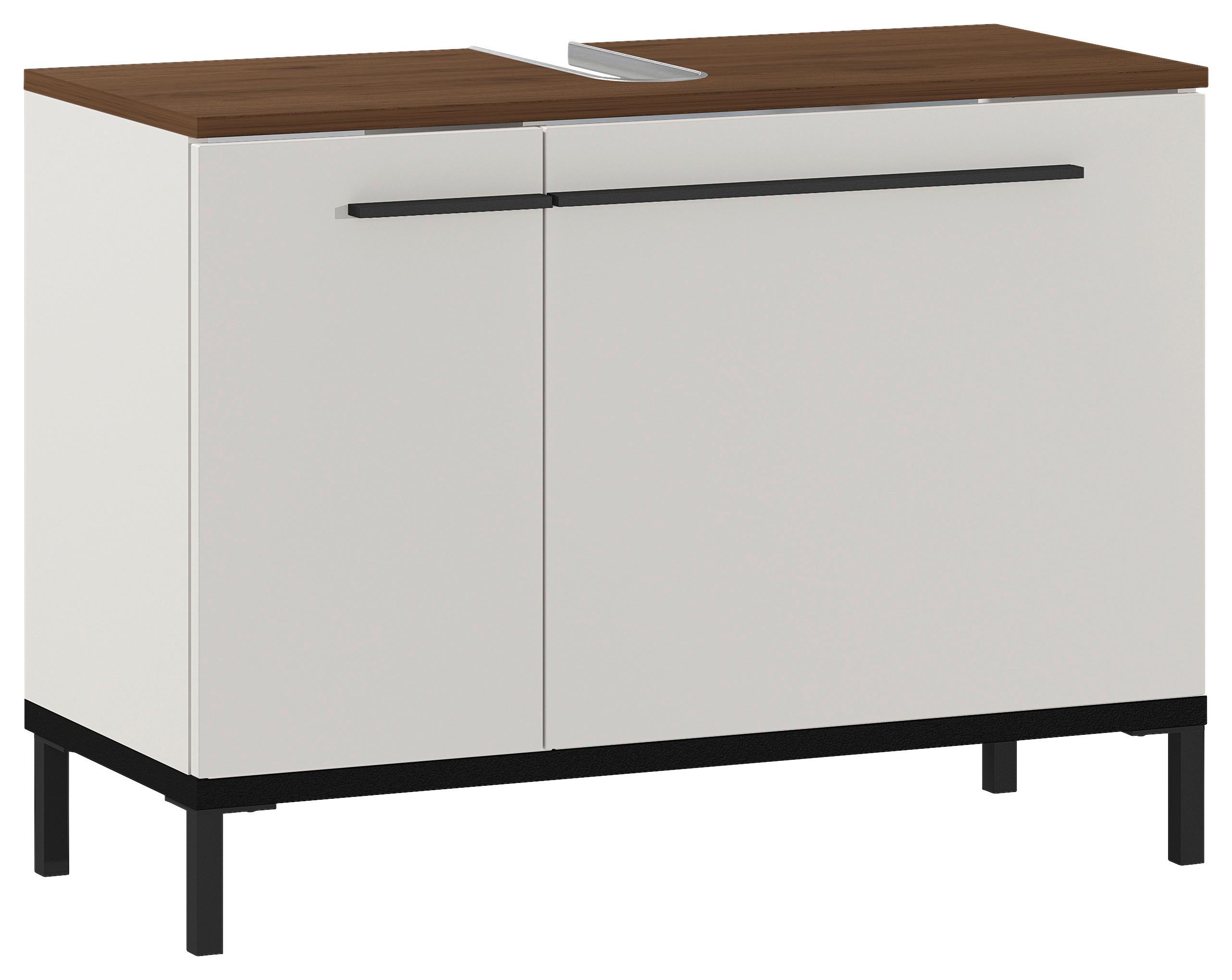 SZAFKA POD UMYWALKĘ YONKERS 573 - kolor orzechowy/kaszmir, Modern, materiał drewnopochodny/metal (80/59/34cm) - Xora