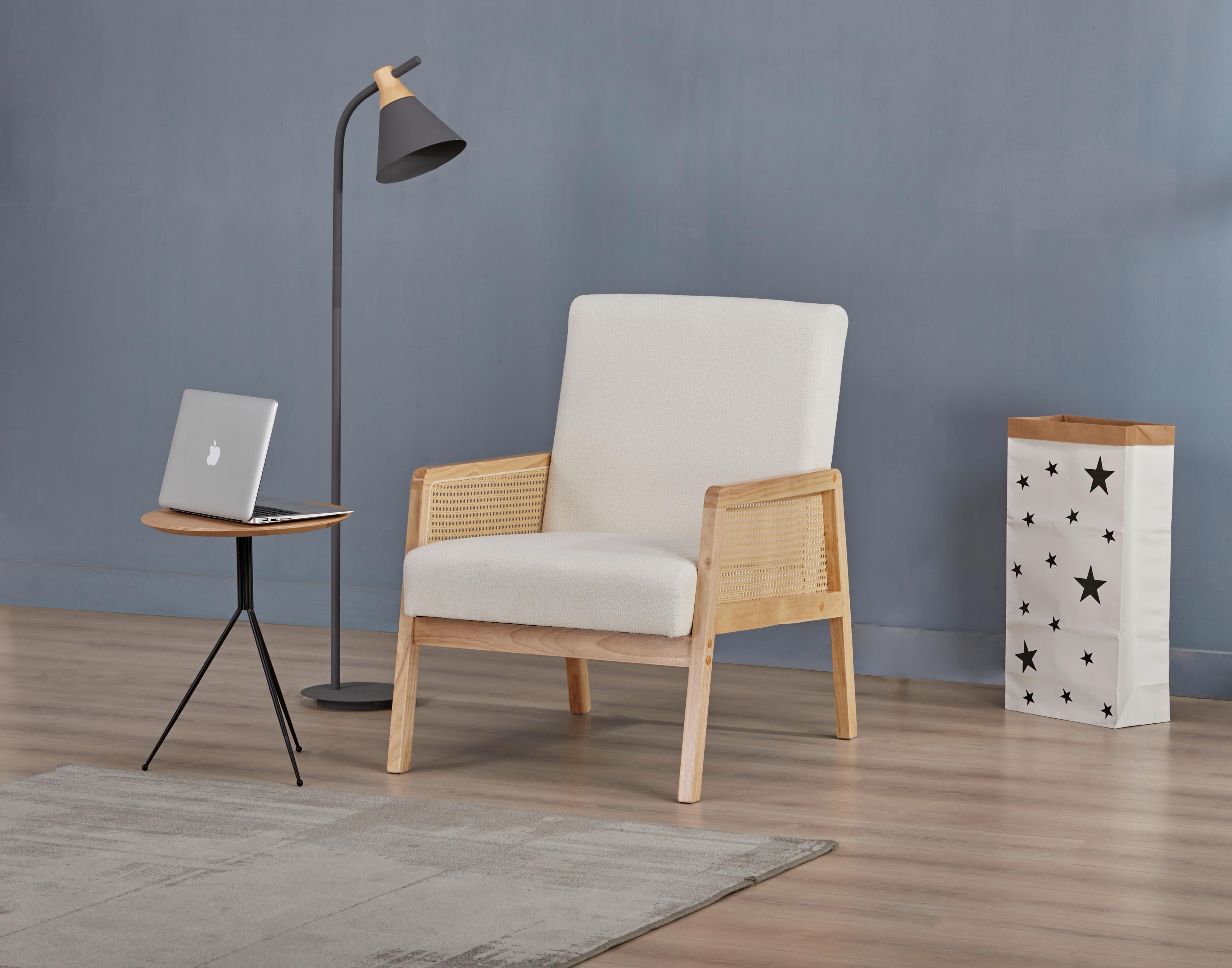 Fotelja Amelie - prirodna boja/bež, Konvencionalno, drvo/tekstil (68/85/78cm) - Ondega