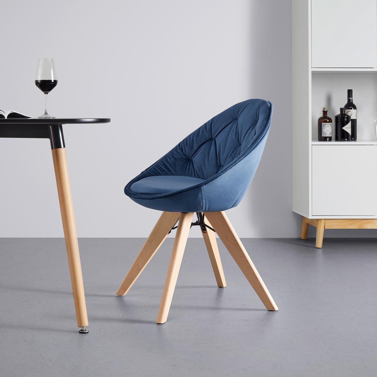 KRZESŁO DARIA - kolor bukowy/niebieski, Modern, metal/drewno (57/80,5/59cm) - Bessagi Home