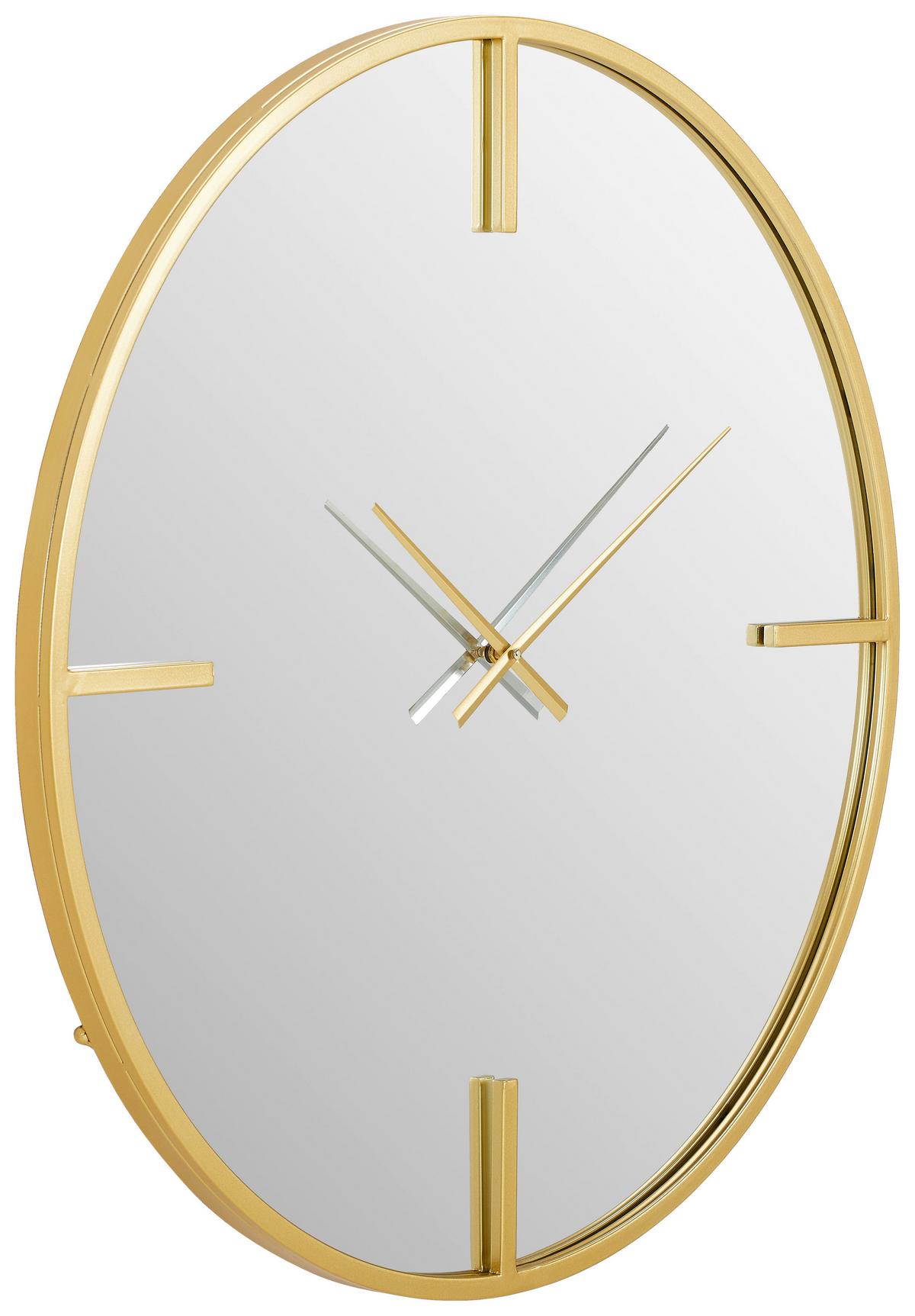 ZEGAR ŚCIENNY RUNA - kolor złoty, Design, materiał drewnopochodny/metal (80/80/4cm) - Xora