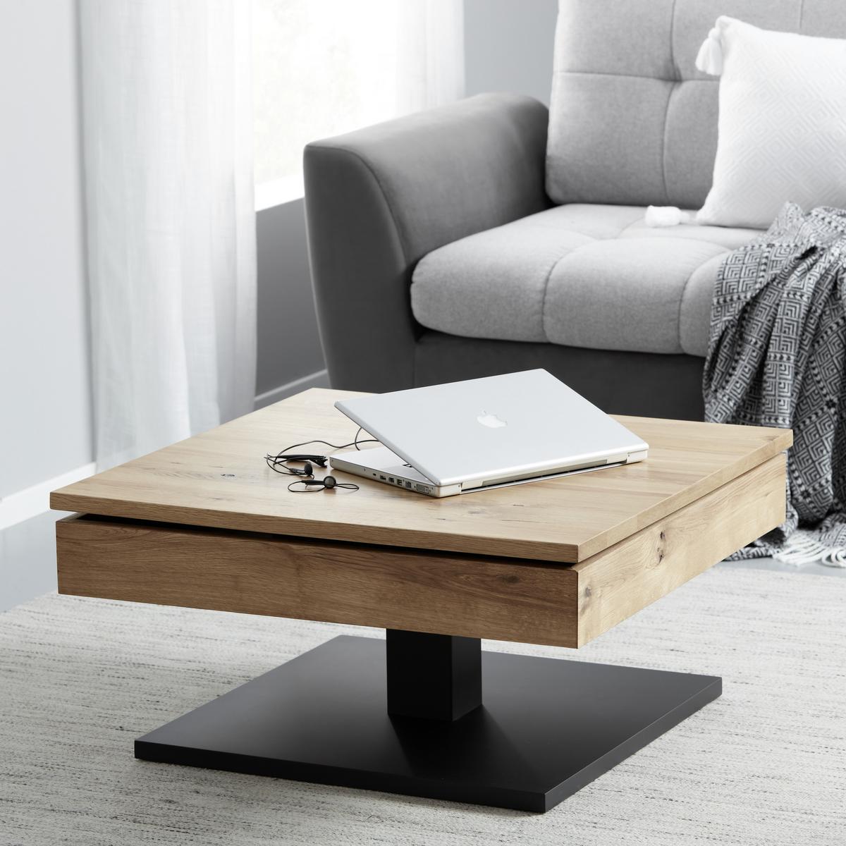 Couchtisch in Eichefarben/Schwarz - Eichefarben/Schwarz, KONVENTIONELL, Holz/Holzwerkstoff (75/75/38cm) - Mömax