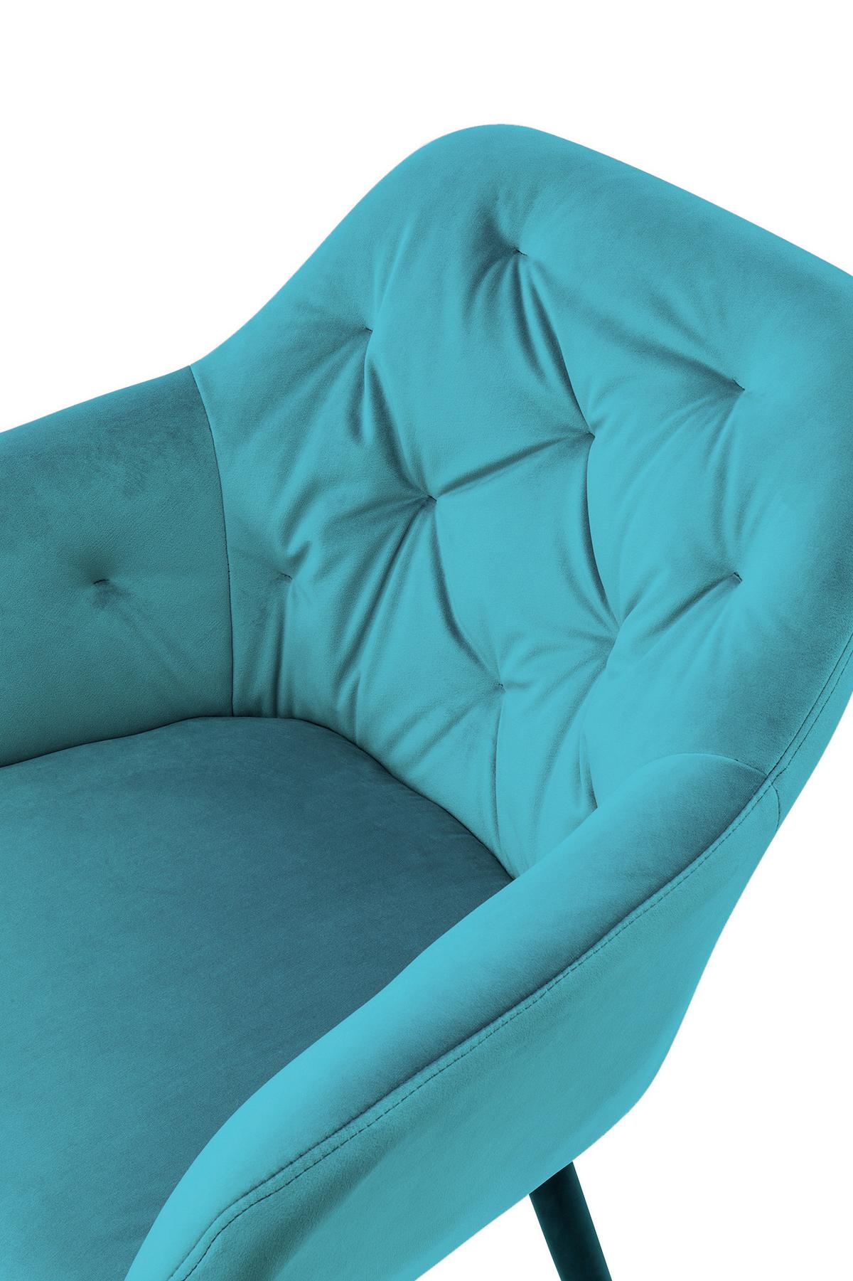 Naslanjač Samt, Turkizna - turkizna/črna, Moderno, kovina/tekstil (61/85/45cm) - Livetastic