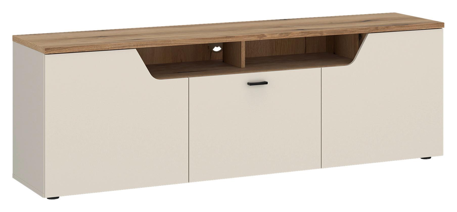 Comodă TV CUT OUT - cașmir/culoare lemn stejar, Modern, material pe bază de lemn (165/56,5/45cm) - Premium Living