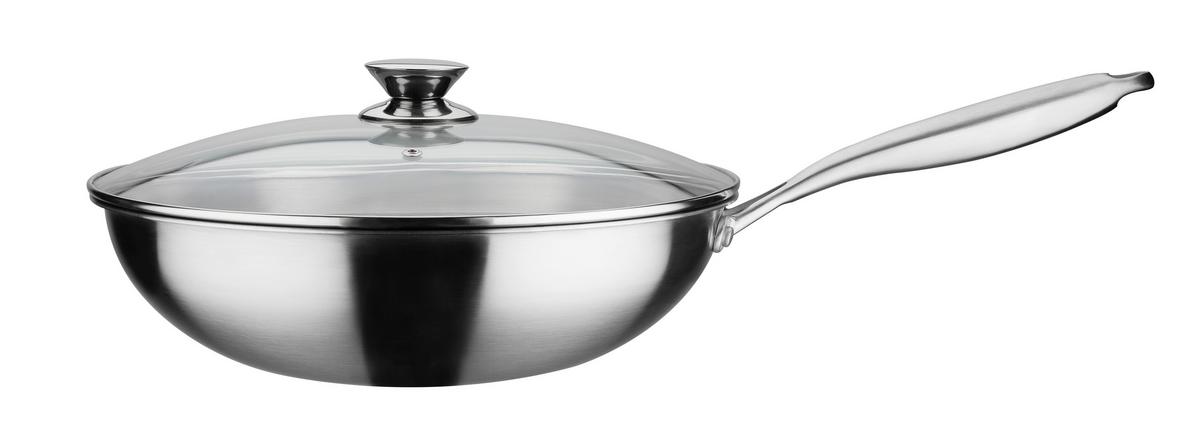 Vok Inoxxa - barve nerjavečega jekla/prosojno, Basics, kovina/steklo (32cm) - GSW