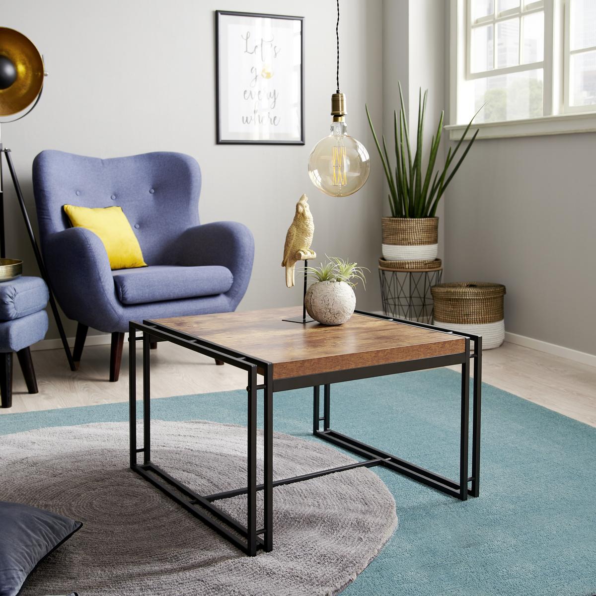 Klubska Miza Bistro, Naravne Barve, Črna - črna/naravne barve, Moderno, kovina/umetna masa (72/45/72cm)