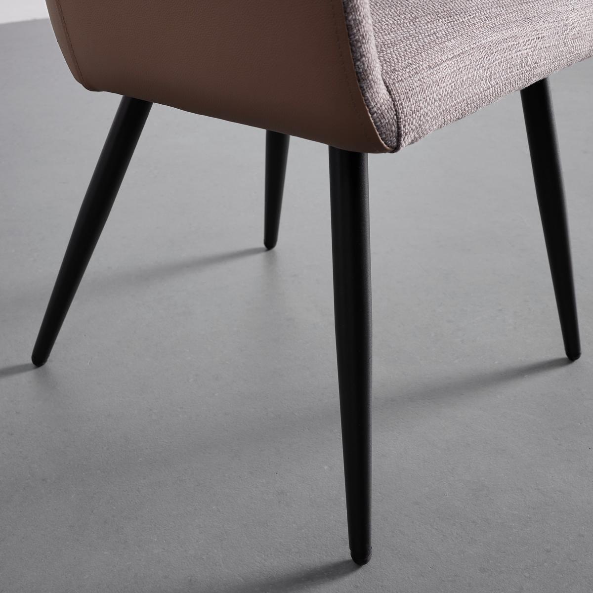 KRZESŁO Z PODŁOKIETNIKAMI BIANCO - czarny/brązowy, Modern, skóra/metal (55,5/75,5/58cm) - Bessagi Home