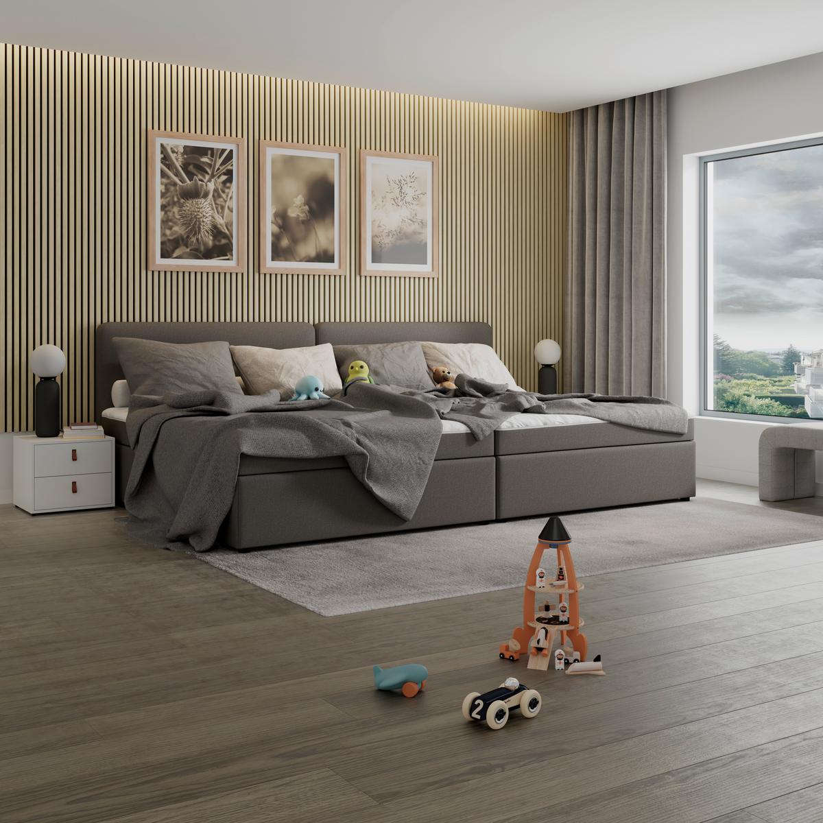 Box Krevet Marco - smeđa/crna, Moderno, drvo/tekstil (160/200cm) - Bessagi Home