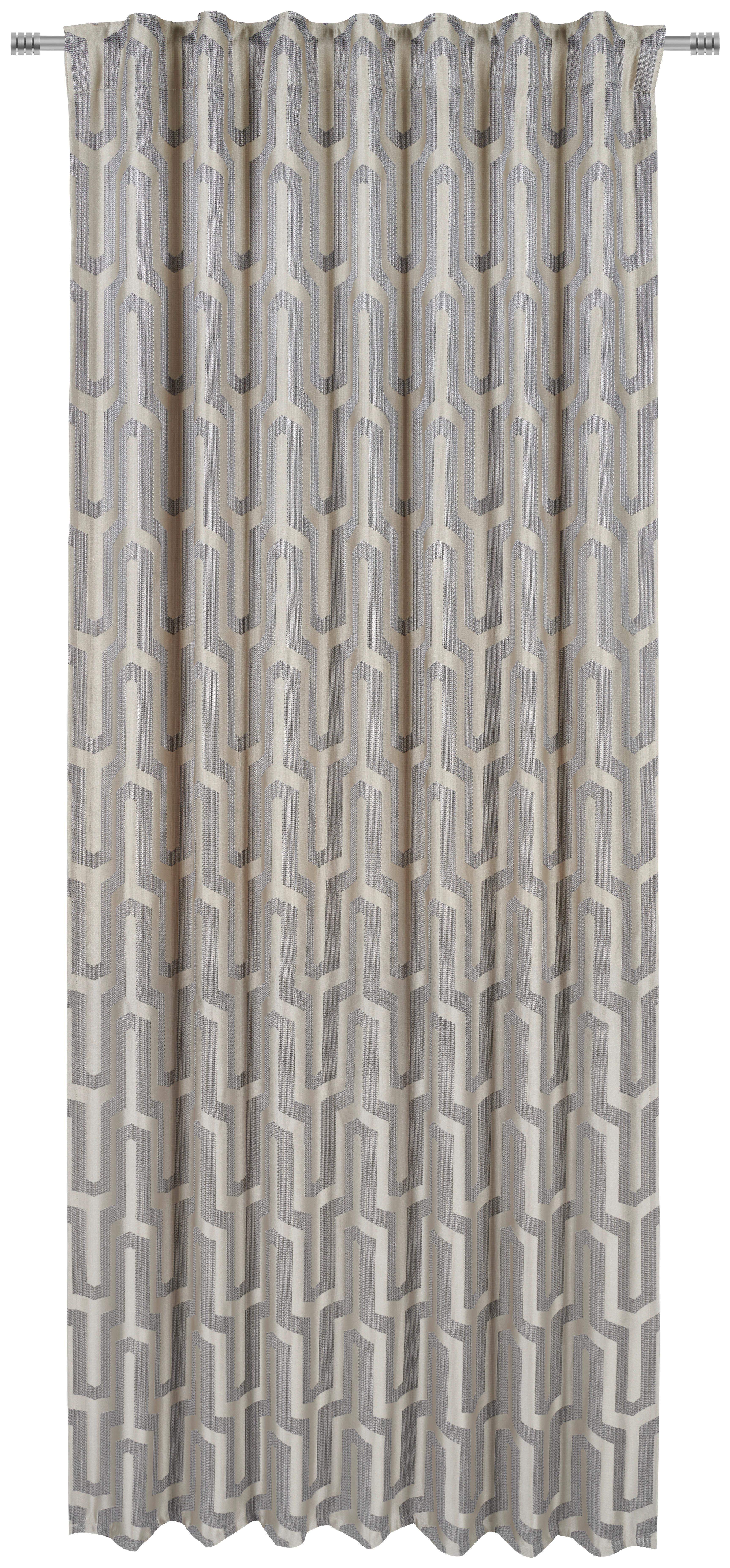 ZASŁONA GOTOWA MALFOY - beżowy/kolor srebrny, Design, tkanina (140/245cm) - Dieter Knoll