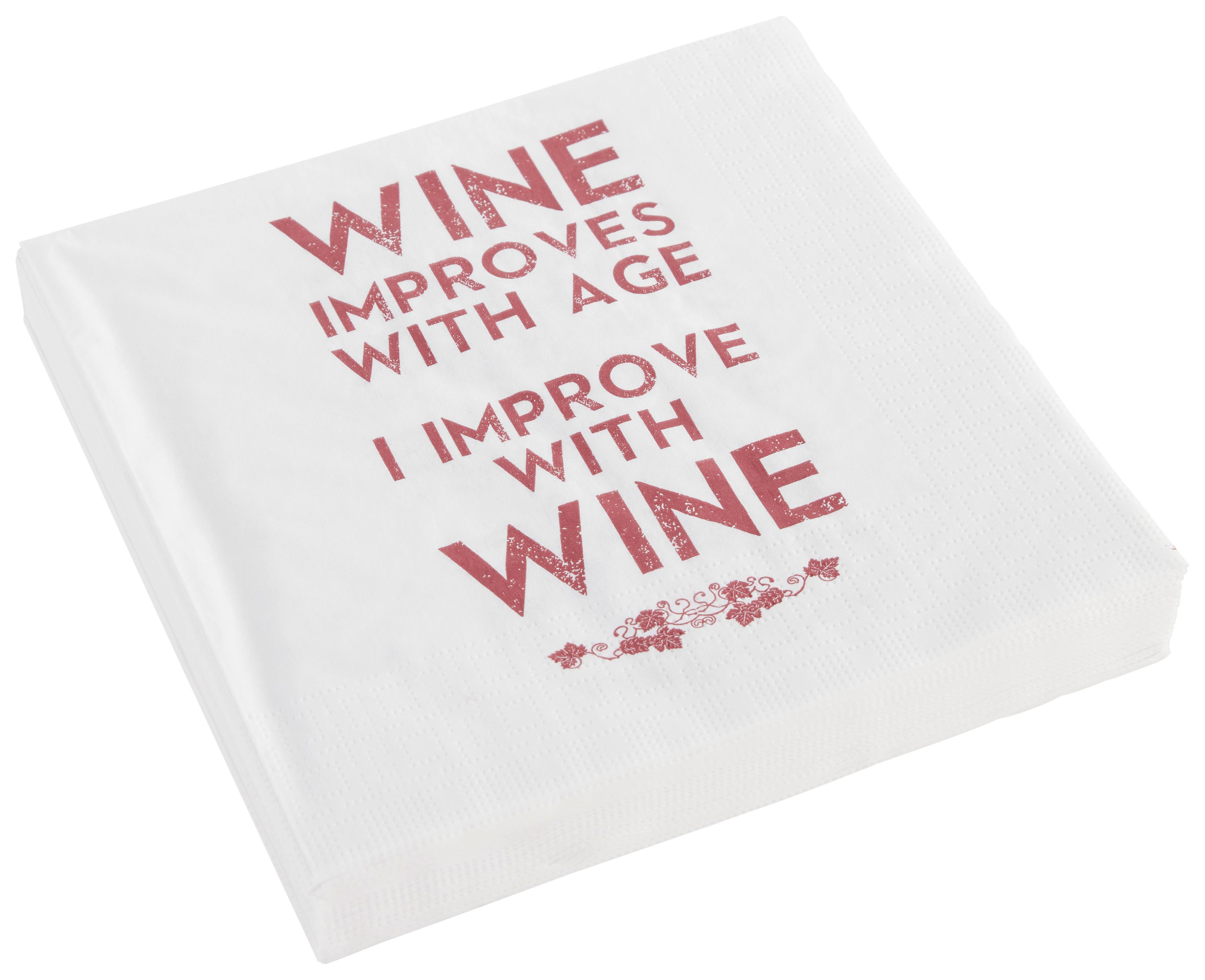 Serviette Kai in Weiß/Weinrot ca. 33x33cm - Weinrot/Weiß, Papier (33/33cm)