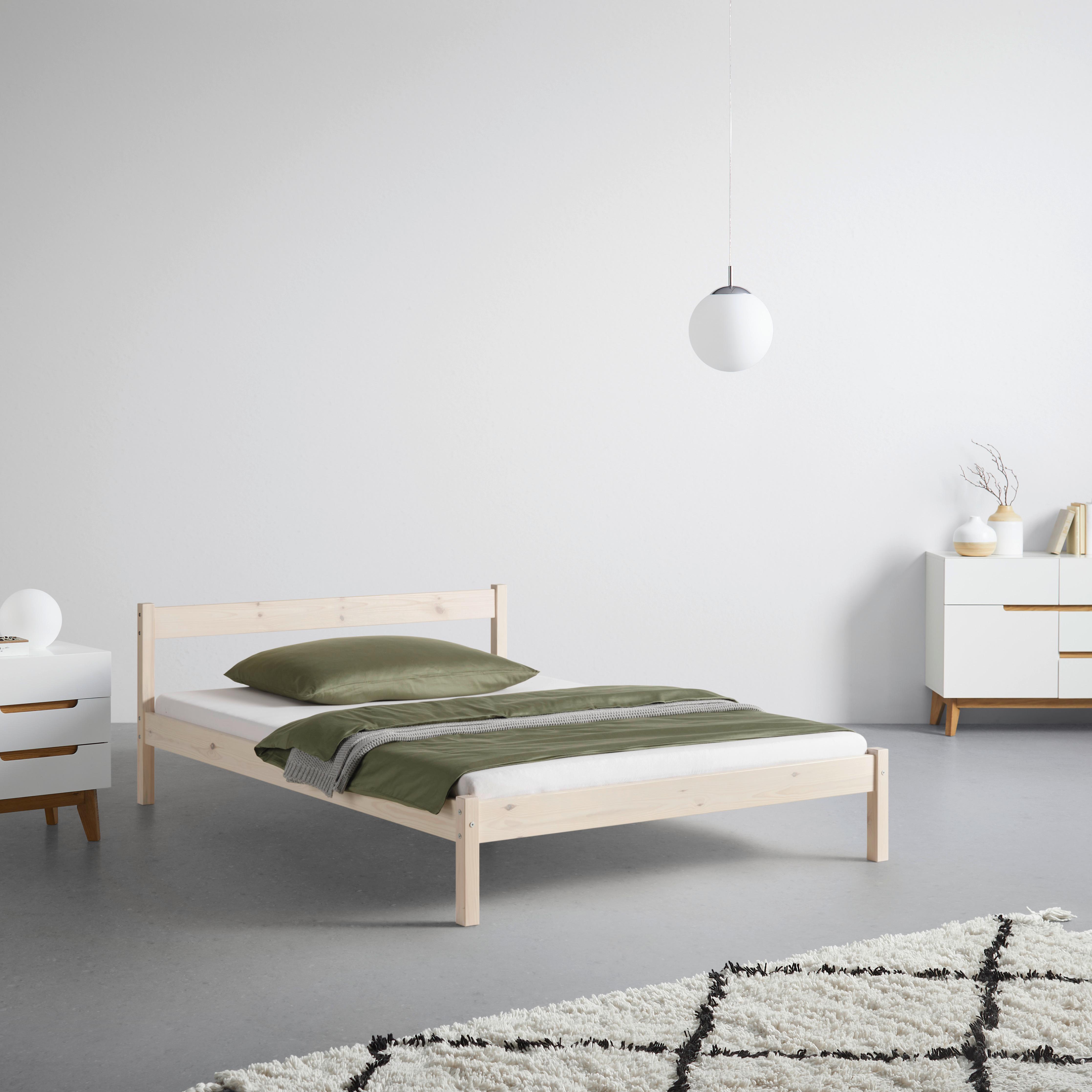 Bett Base 140 Weiß ca. 140x200cm - Weiß, KONVENTIONELL, Holz (147/70/209cm) - Based