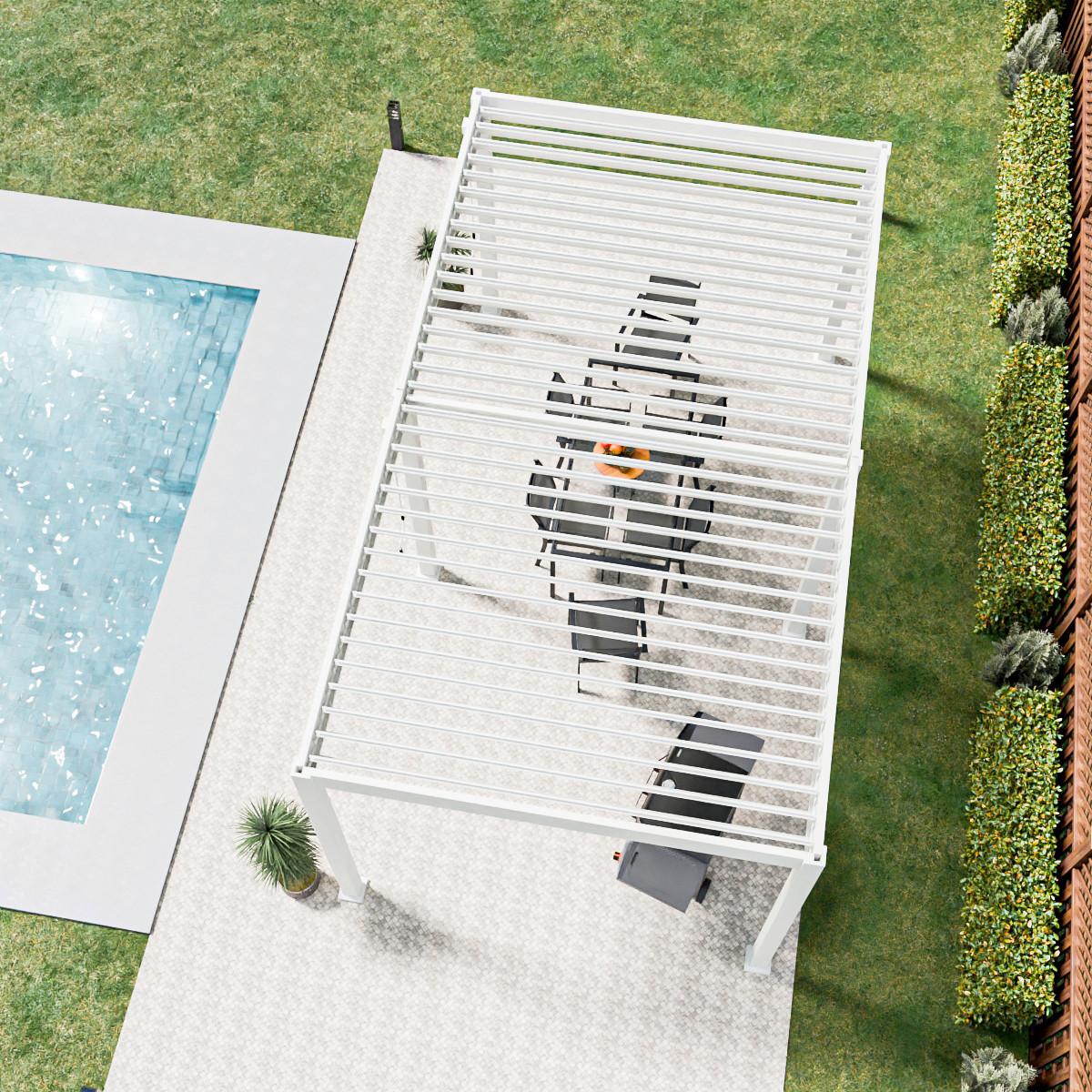 Pergola Trumpf, Bela, 3x3,5m - bela/visoki sijaj, Basics, kovina (300/255/530cm) - Gardenson