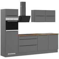 Küchenblock IBZ ohne Geräte ca. 280 cm Dunkelgrau - Eiche dunkel/Graphitfarben, Design, Holzwerkstoff/Metall (280cm) - Impuls