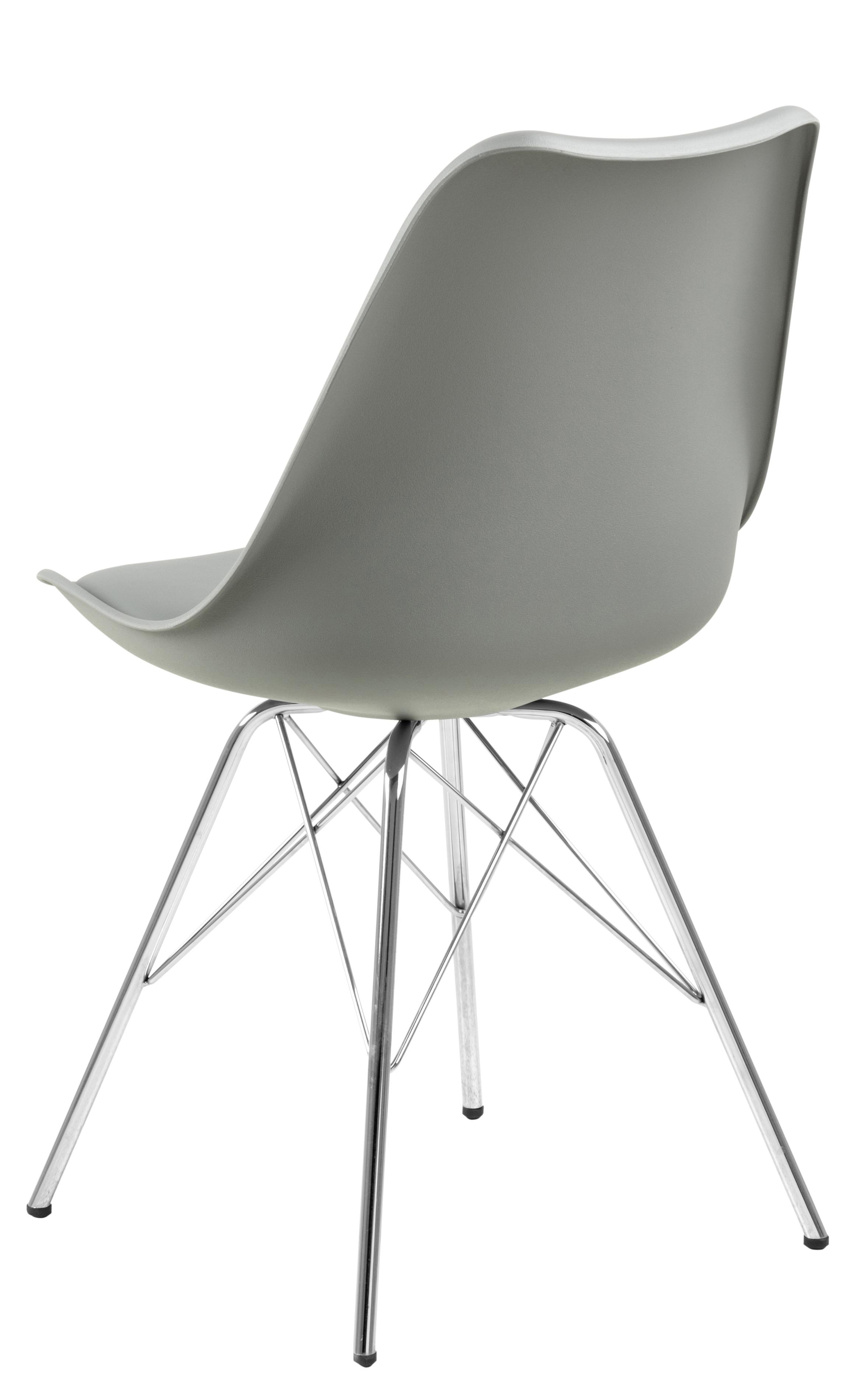 KRZESŁO ERIS - szary/kolor chromowy, Trend, tworzywo sztuczne/metal (48,5/85,5/54cm) - Carryhome