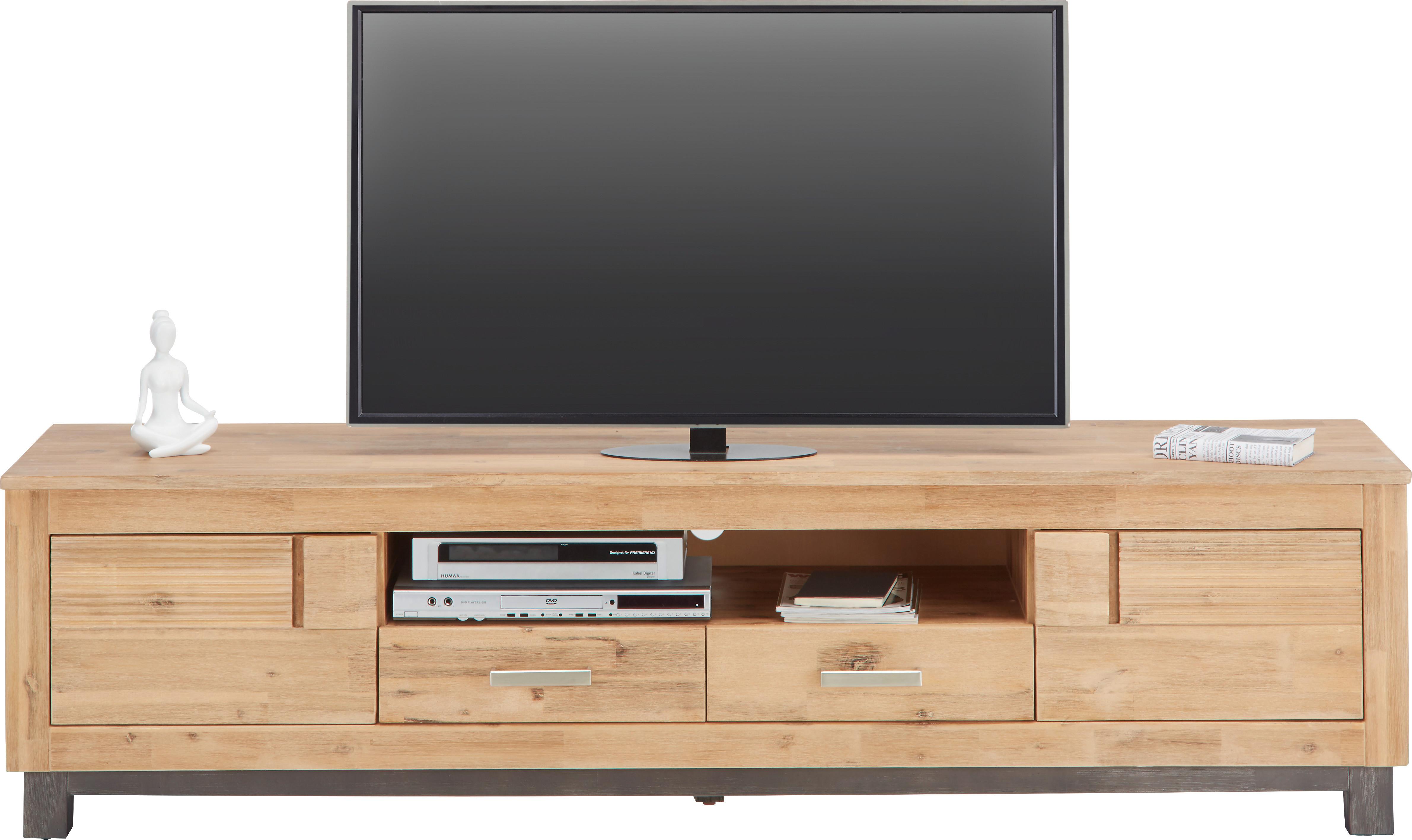 TV-Element aus Akazie teilmassiv - Akaziefarben/Grau, Konventionell, Holz/Metall (190/50/45cm) - Zandiara