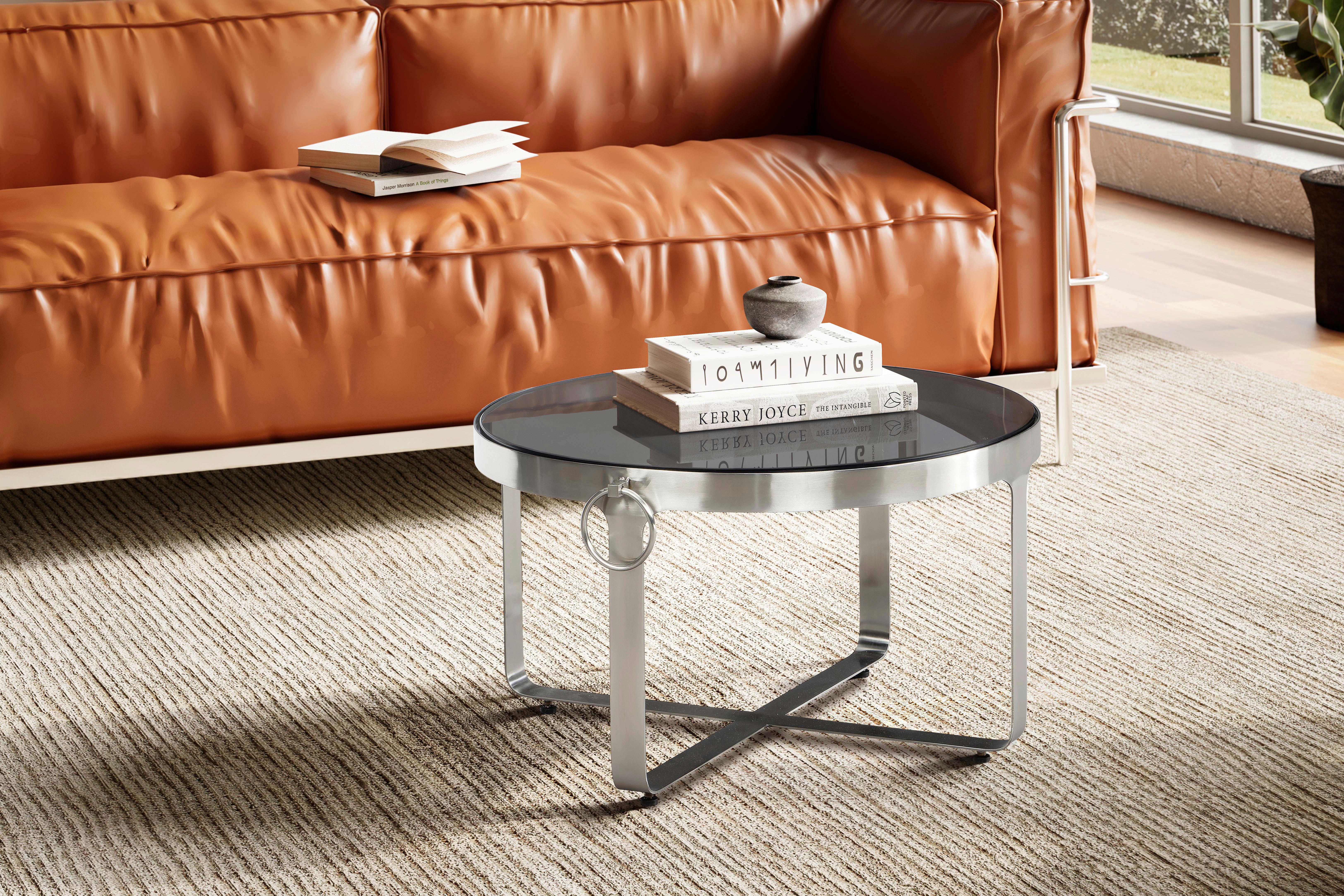 COUCHTISCH WL7.127 - Silberfarben/Schwarz, Design, Glas/Metall (60/60/34cm) - MID.YOU