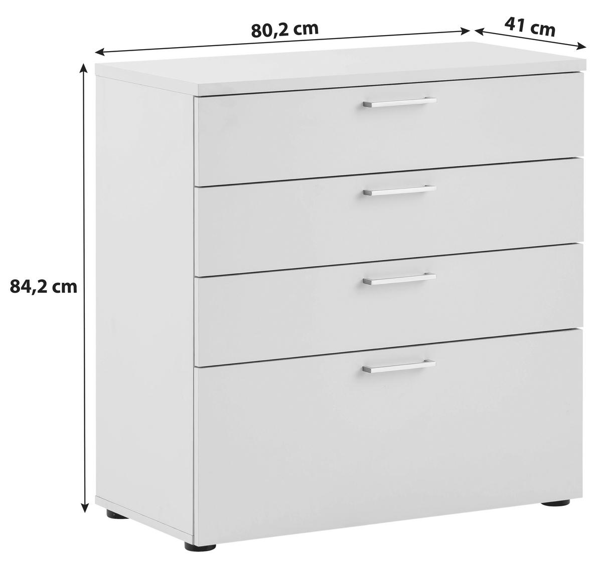 Kommode "Serie 1500" , hellgrau - Silberfarben/Hellgrau, KONVENTIONELL, Holzwerkstoff/Kunststoff (80,2/84,2/41cm) - MID.YOU