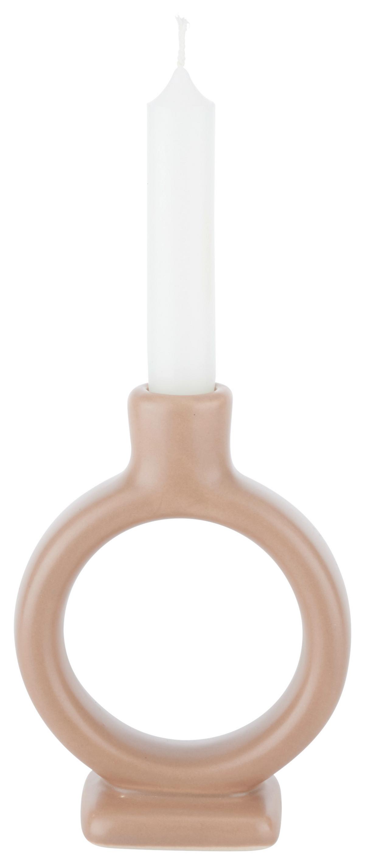 Gyertyatartó Valongo - barna, Basics, kerámia (15,5/19/5,2cm)