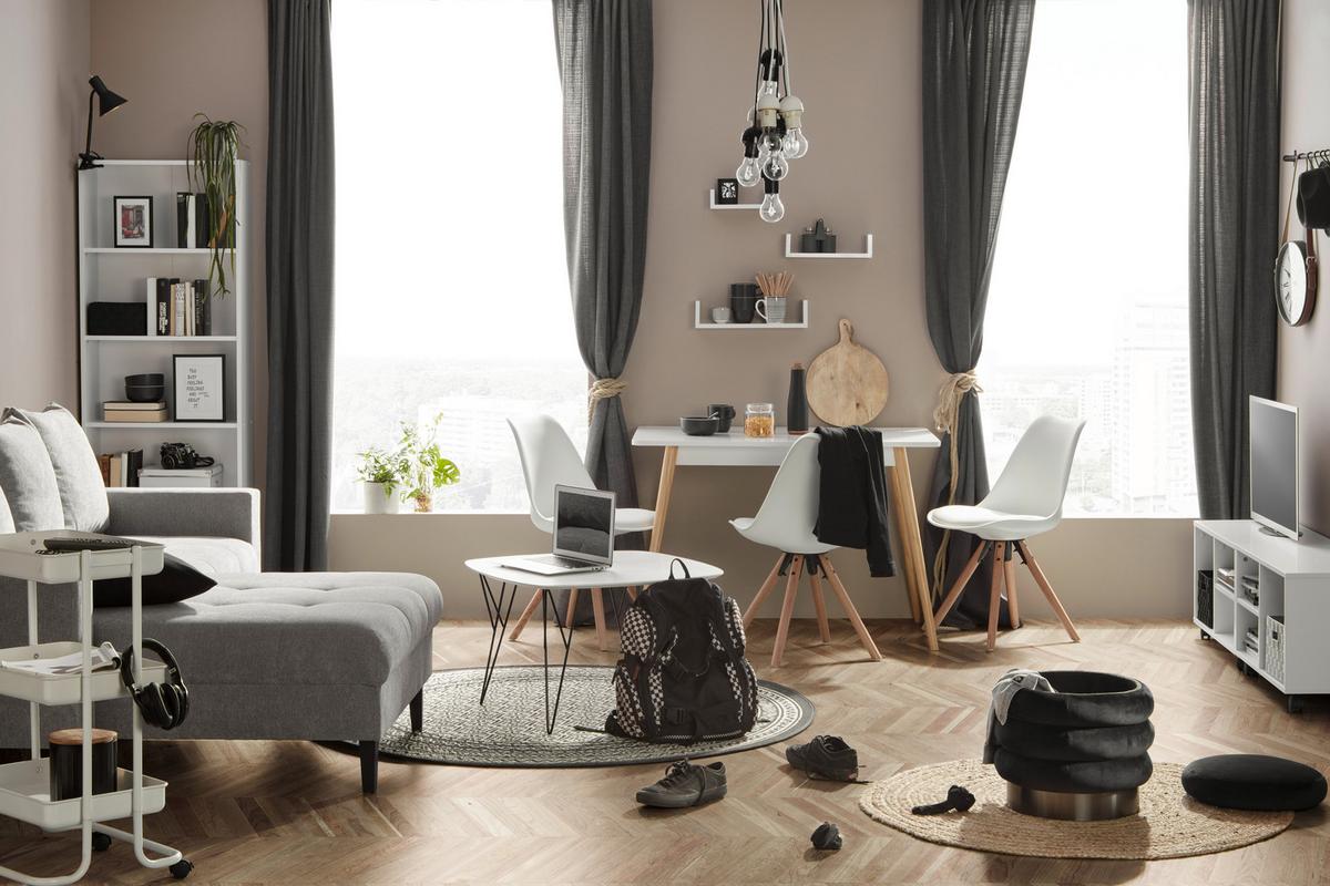 Esstisch aus Kiefer teilmassiv - Weiss/Naturfarben, Modern, Holz/Holzwerkstoff (110/76/70cm) - Based