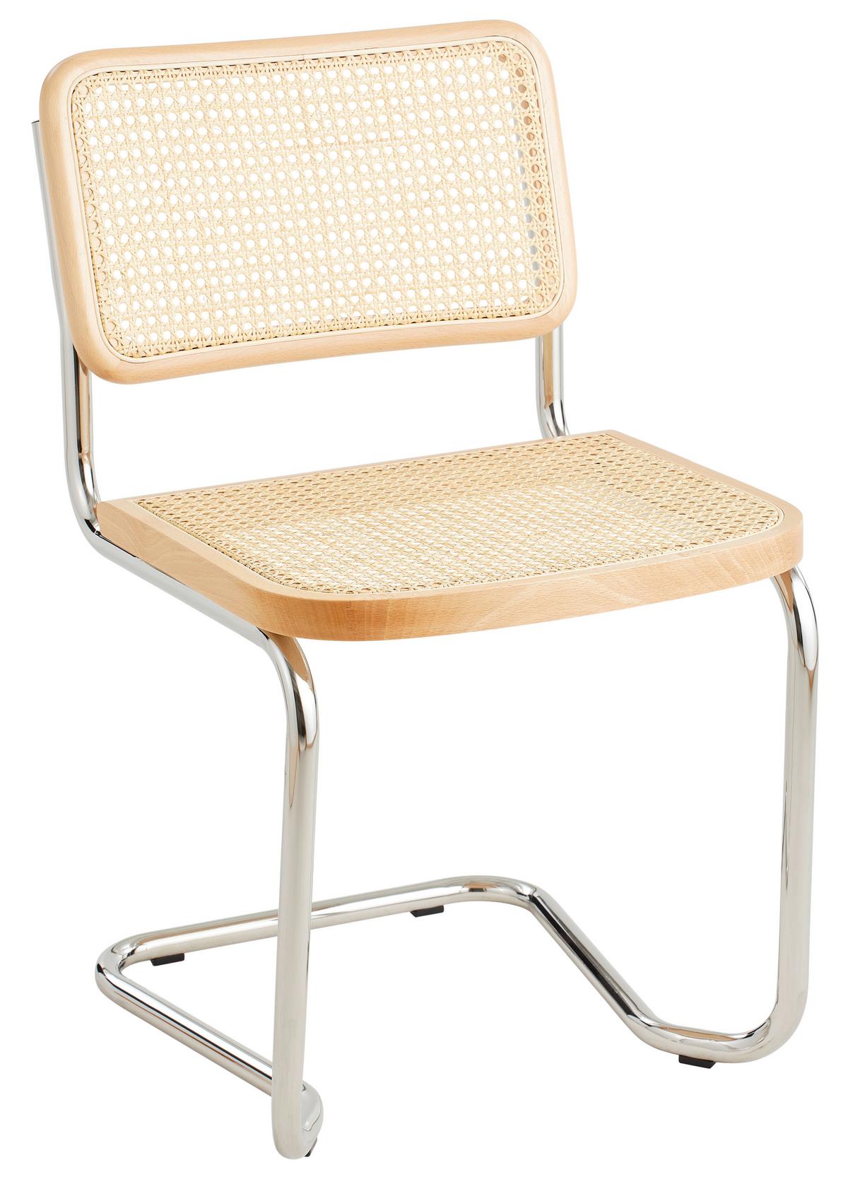 KRZESŁO NA PŁOZIE HOLM.17 - beżowy/kolor naturalny, Design, metal/drewno (46/82/48cm) - Livetastic