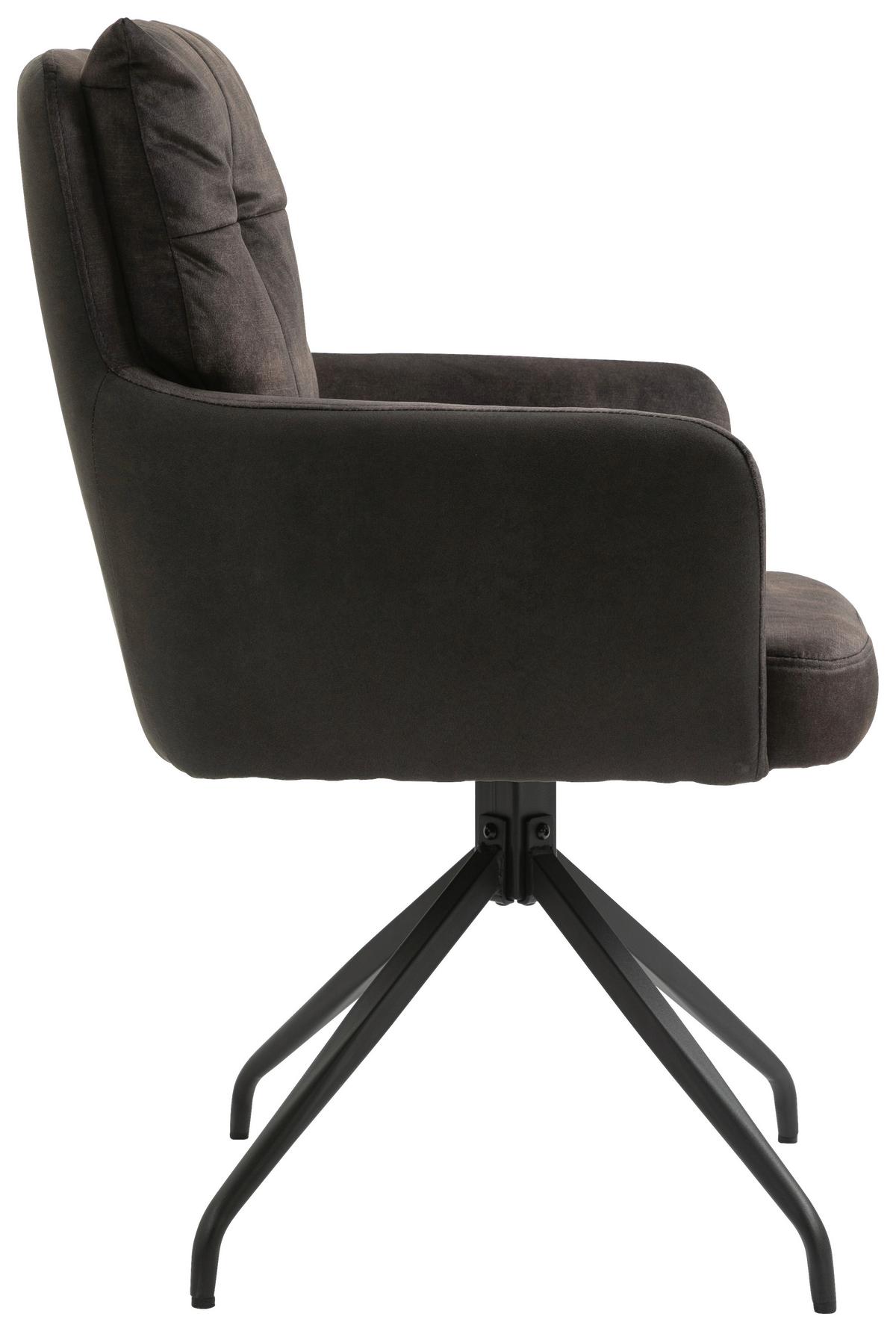 KRZESŁO Z PODŁOKIETNIKAMI MARK - czarny/ciemnobrązowy, Design, metal/tkanina (60/92/67cm) - Livetastic