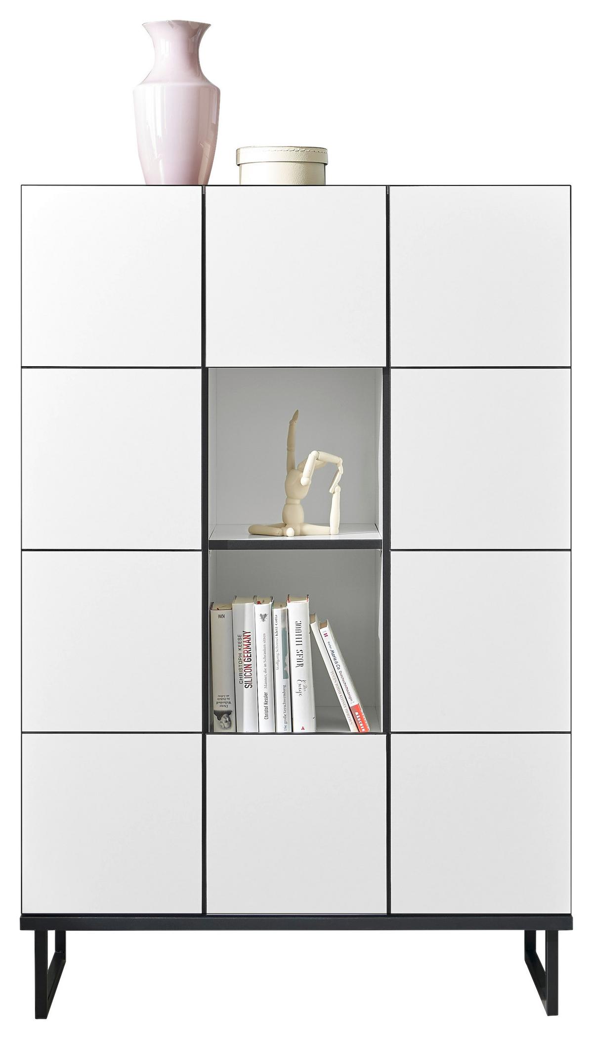 KOMODA WYSOKA VEGA - czarny/biały, Design, materiał drewnopochodny/metal (90/136/40cm) - home24