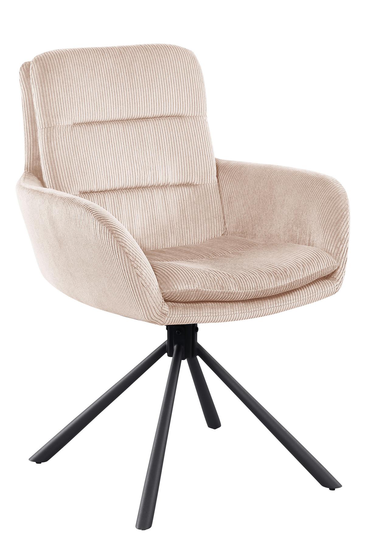 Naslanjač Cord, Bež, Vrtljiv - črna/bež, Moderno, kovina/tekstil (60/89/64cm) - Livetastic