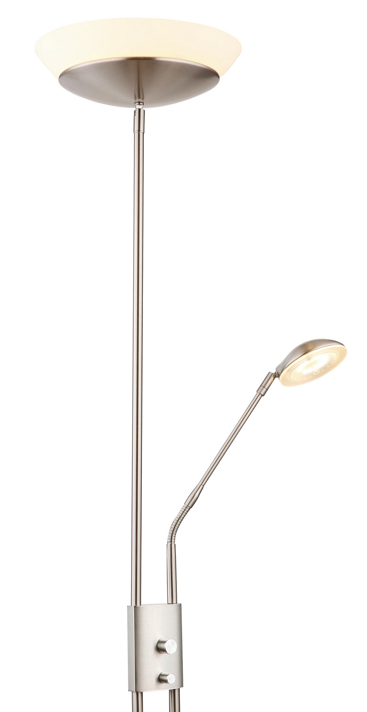 LED-Deckenfluter Ganina Nickelfarben max. 18,5 Watt - Opal/Nickelfarben, KONVENTIONELL, Glas/Kunststoff (29/180cm) - Globo
