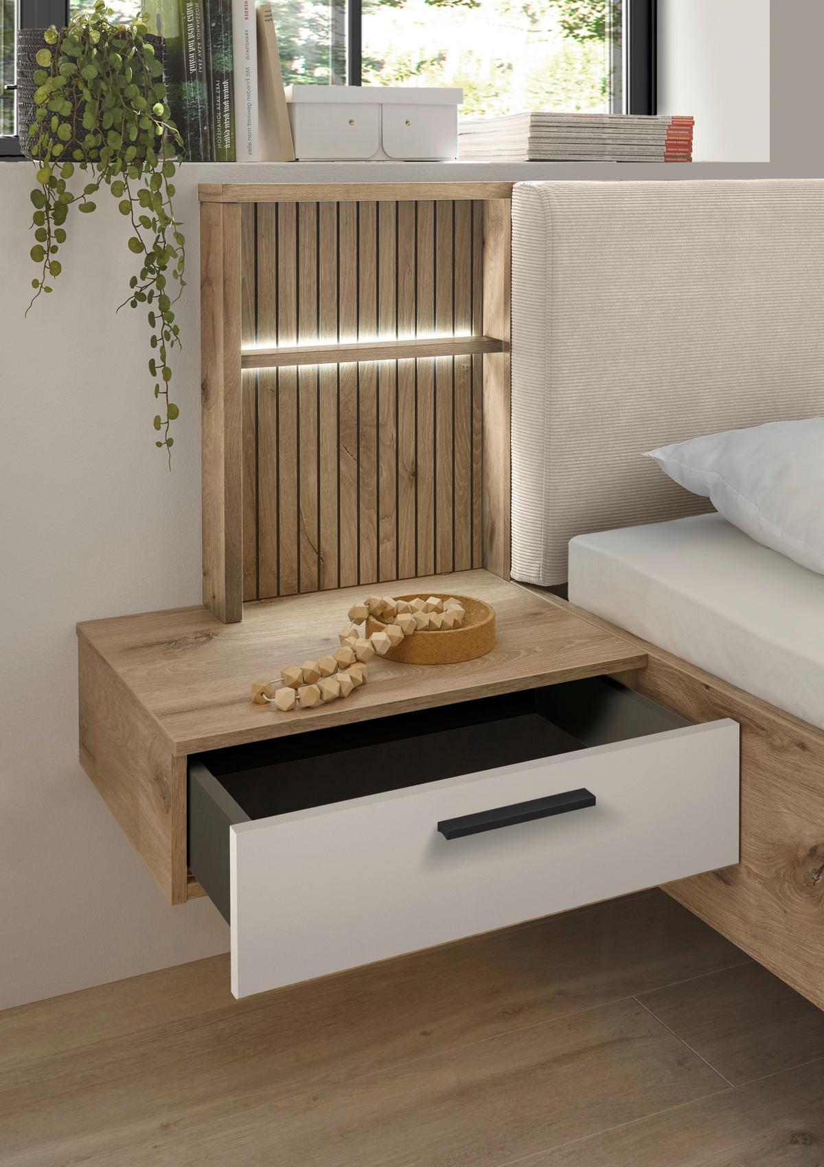 Posteljna Garnitura Daria, Bela, Barva Hrasta, 180x200cm - barve hrasta/bela, Moderno (180/200cm) - P & B