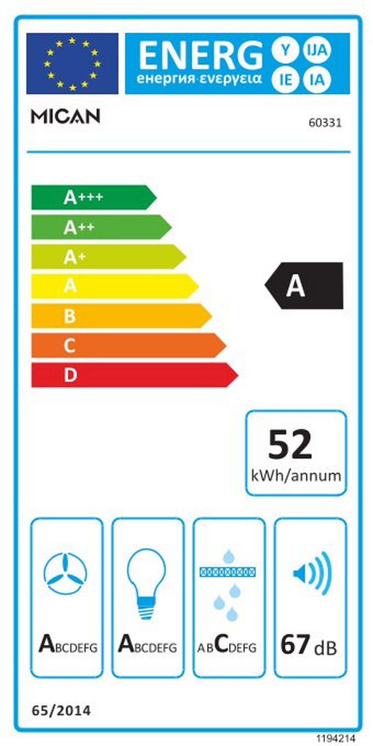Dunstabzugshaube 60331 Edelstahl - Edelstahlfarben, MODERN (60/102,4/50cm) - Mican
