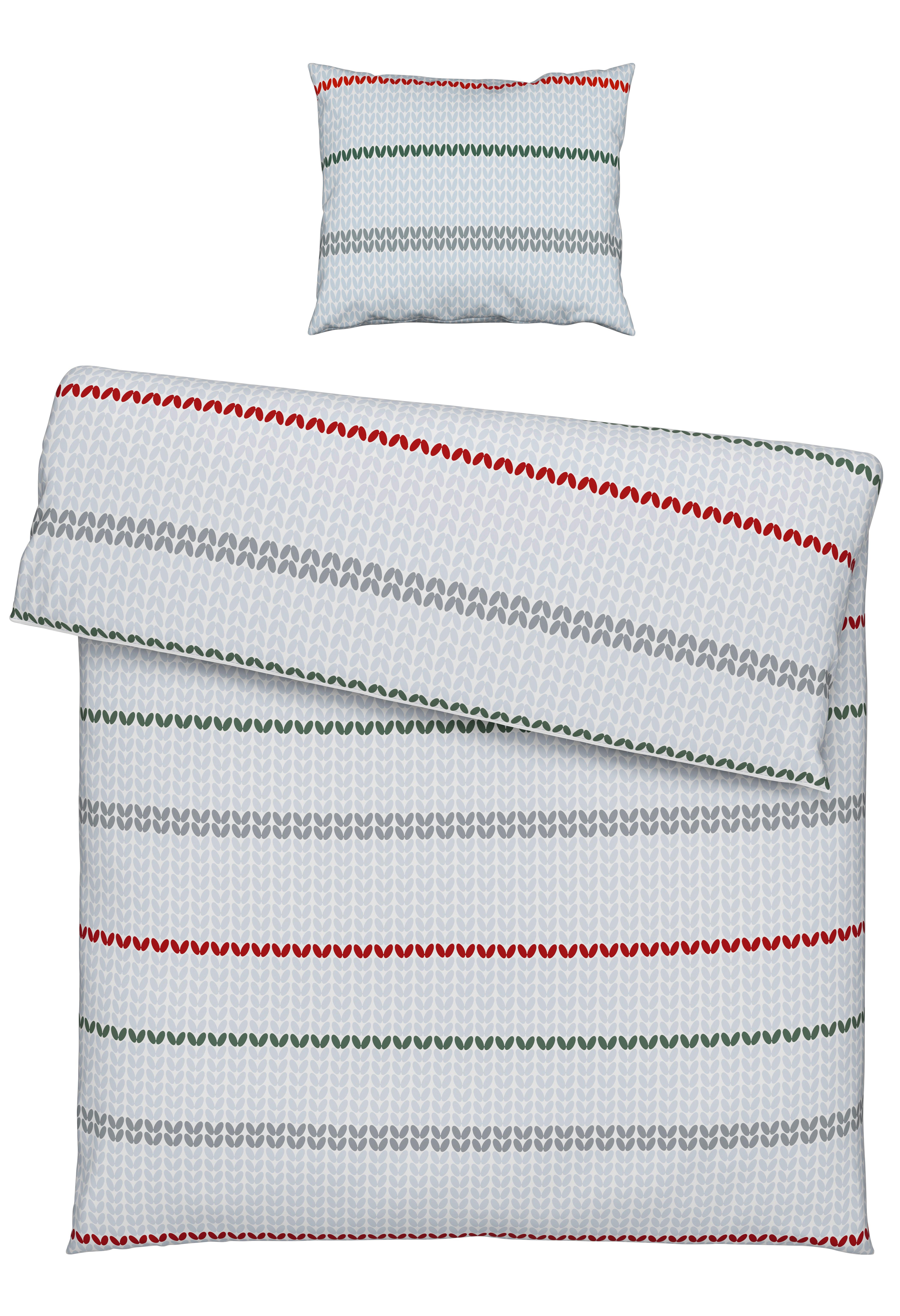 Bettwäsche Strick Ca. 160x210cm - Weiss/Rot, Modern, Textil (160/210cm) - Modern Living
