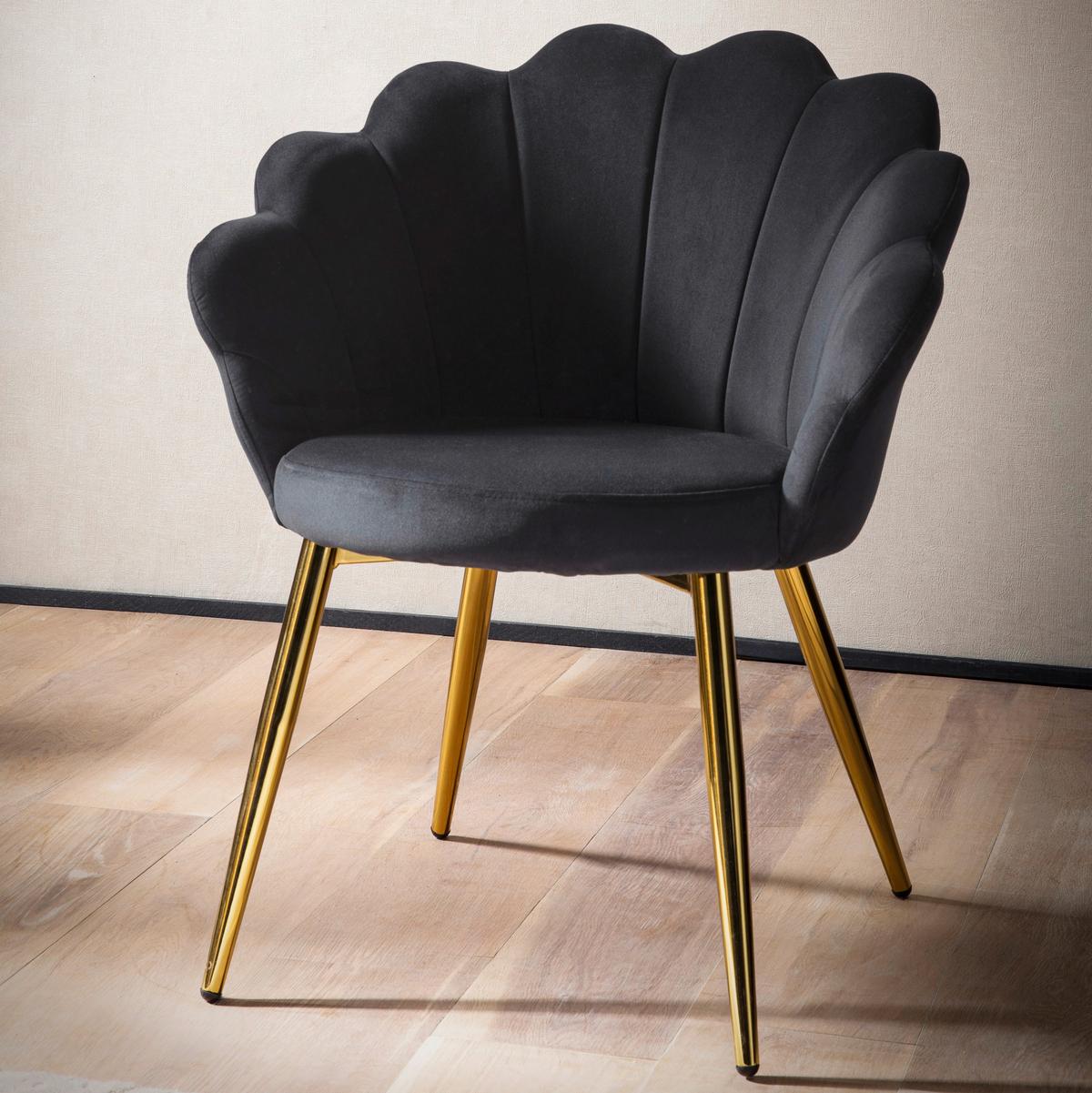 STUHL WL6.946 - Goldfarben/Schwarz, Design, Textil/Metall (47,5/80/53cm) - MID.YOU