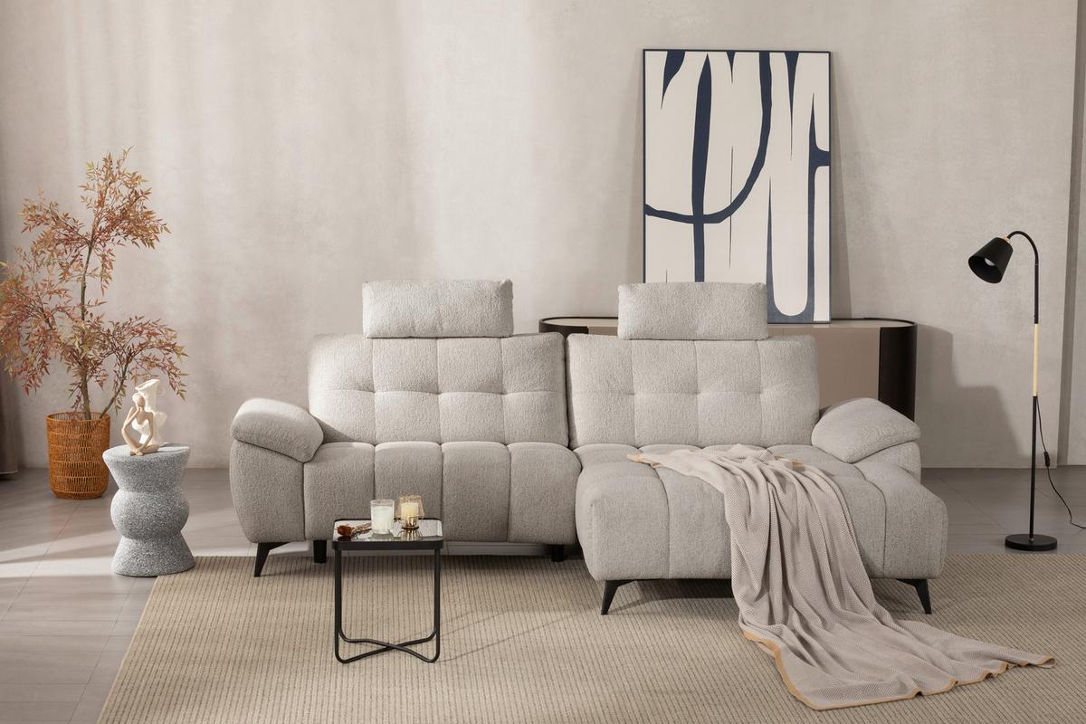 Sedežna Garnitura Venice, Desna - črna/bela, Moderno, kovina/tekstil (268/107/156cm) - Premium Living