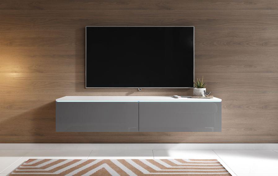 Nizka Omarica Lowa, Bela, Siva, Led - siva/bela, Trendi, umetna masa/leseni material (140/30/33cm) - P & B