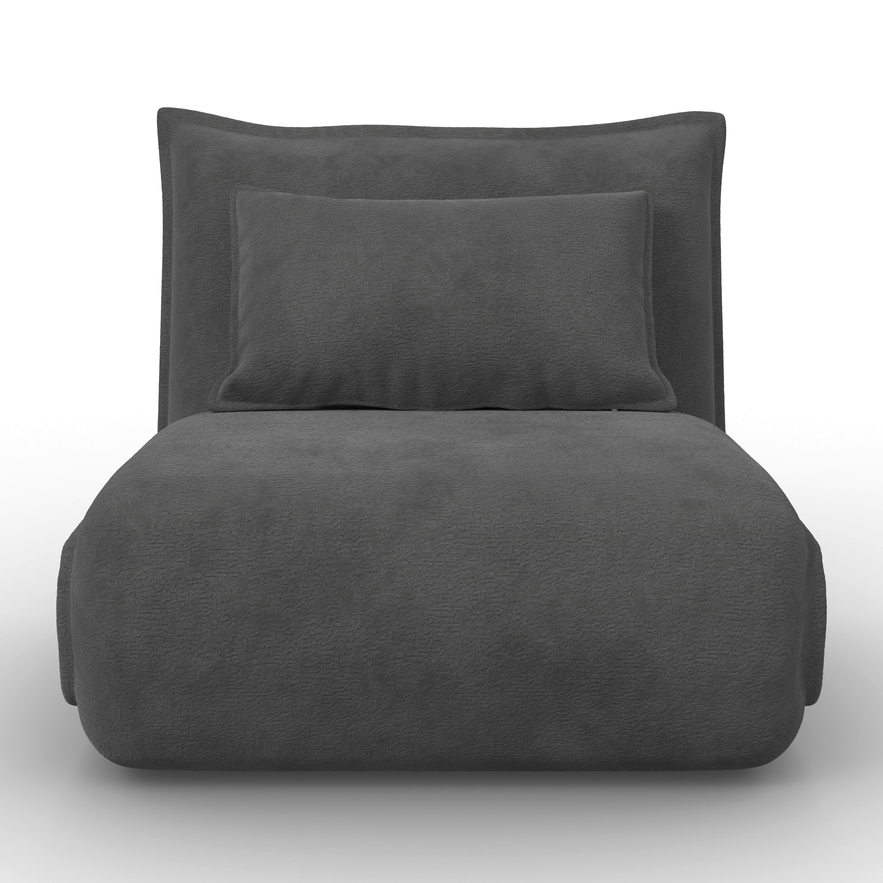 Schlafsessel Macy Bouclé Dunkelgrau - Dunkelgrau, MODERN, Textil/Metall (83/35/65cm) - Bessagi Home