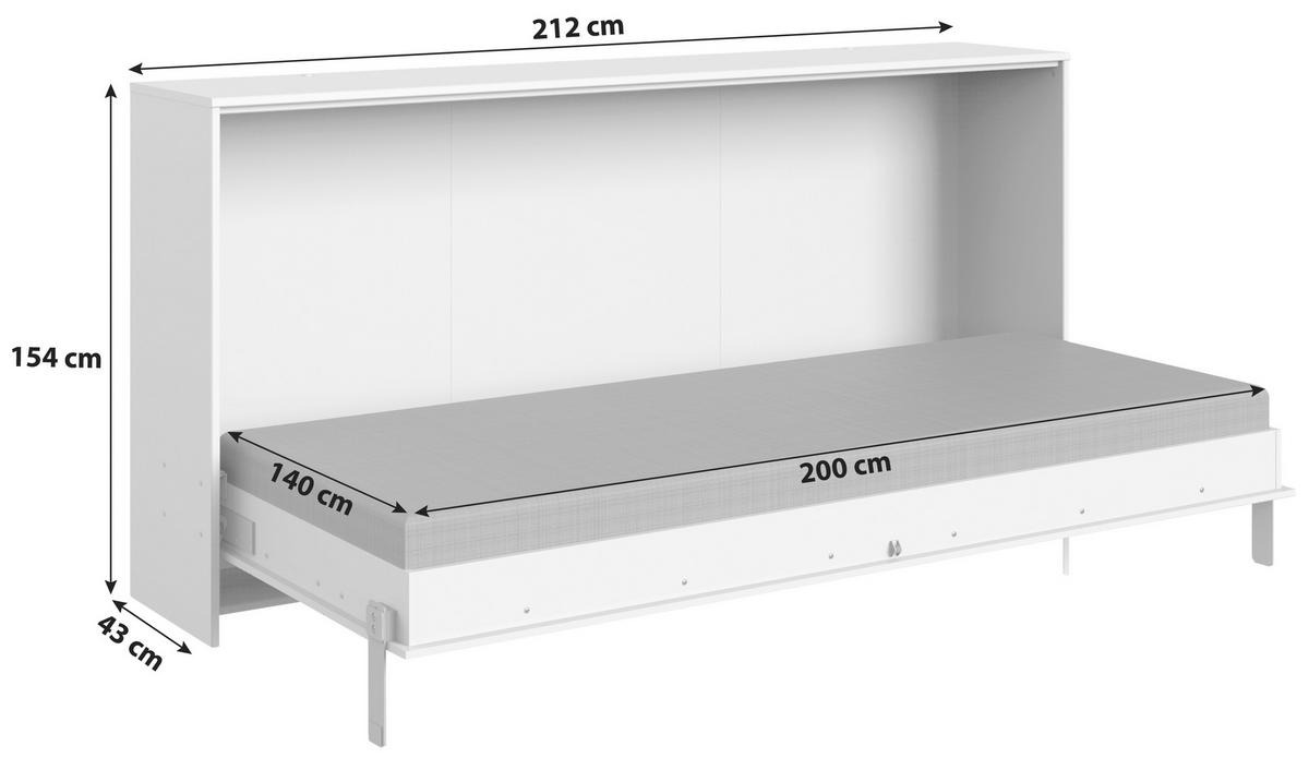Klappbett Juist ca. 140x200 cm Eiche - Eichefarben, KONVENTIONELL, Holz/Holzwerkstoff (140/200cm) - MID.YOU