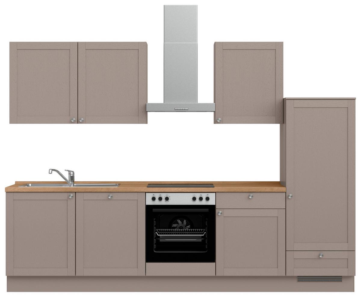 Küchenleerblock Frame Low o. Geräte Beigebraun - Edelstahlfarben/Eichefarben, MODERN, Holzwerkstoff/Metall (300cm) - Nobilia